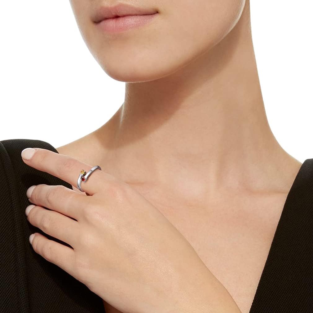 Custom4U Personalized 1-4 Birthstone Rings for Women Promise Rings for Her Sterling Silver Mothers Ring Customized Cubic Zirconia Stones Wedding/Valentine's Day/Mother's Day Jewelry Gift for Mom Wife