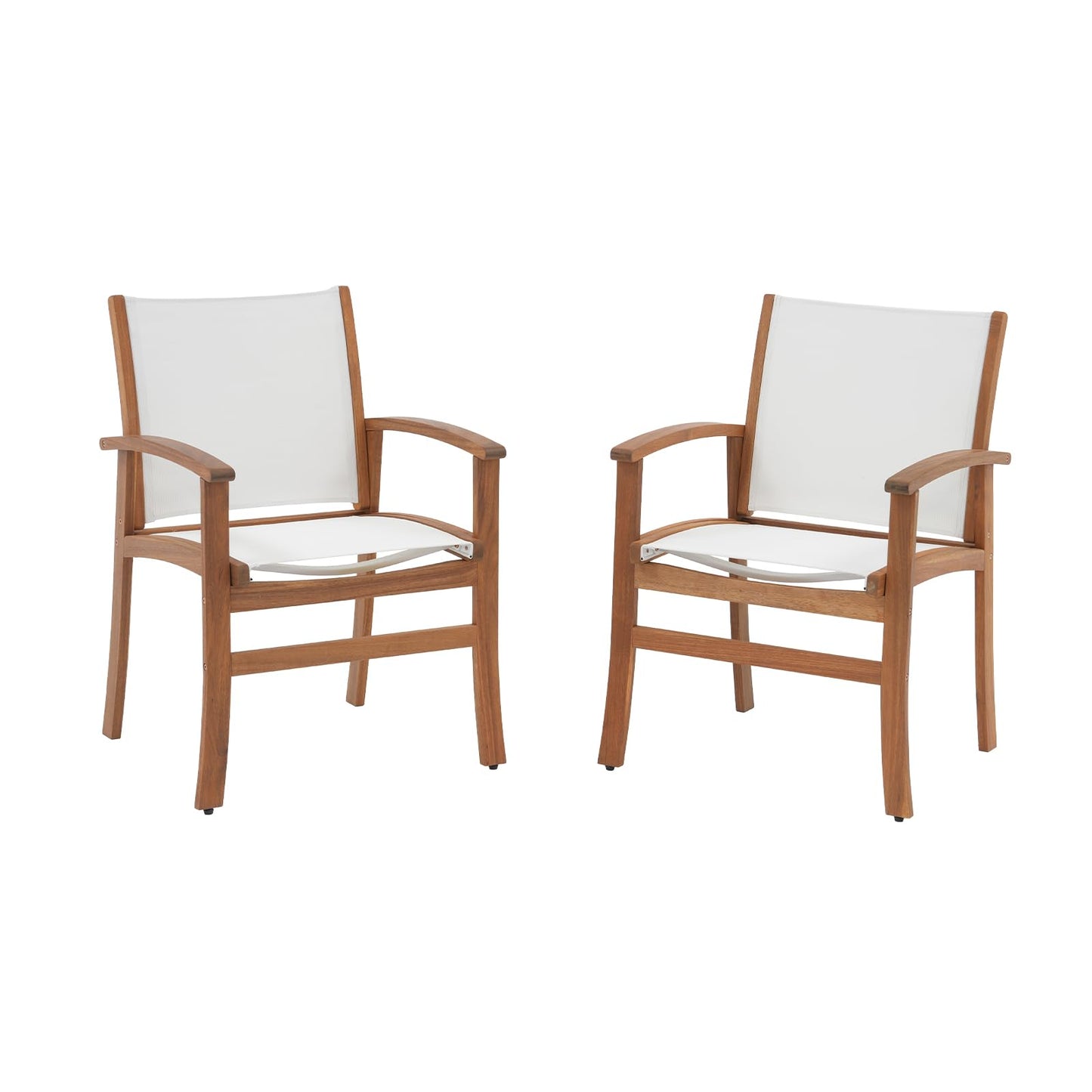 OC Orange-Casual Patio Furniture Set, Outdoor Chairs Set with Acacia Wood Frame and Metal Support Bars,Breathable Textilene Fabric Curved Armchair Support 350lbs for Lawn, Garden (Black, 2 Pieces)