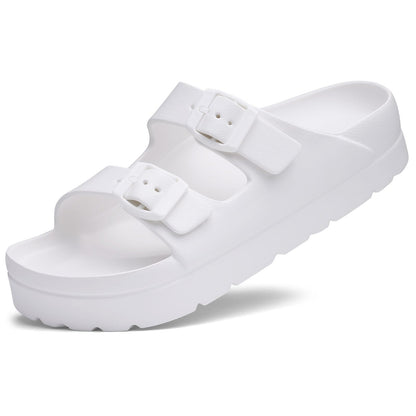 Goosecret Women's Platform Sandals with Arch Support, Chunky Lightweight Foam Slip on Slides, Comfortable Summer Beach Sandals with Adjustable Buckle