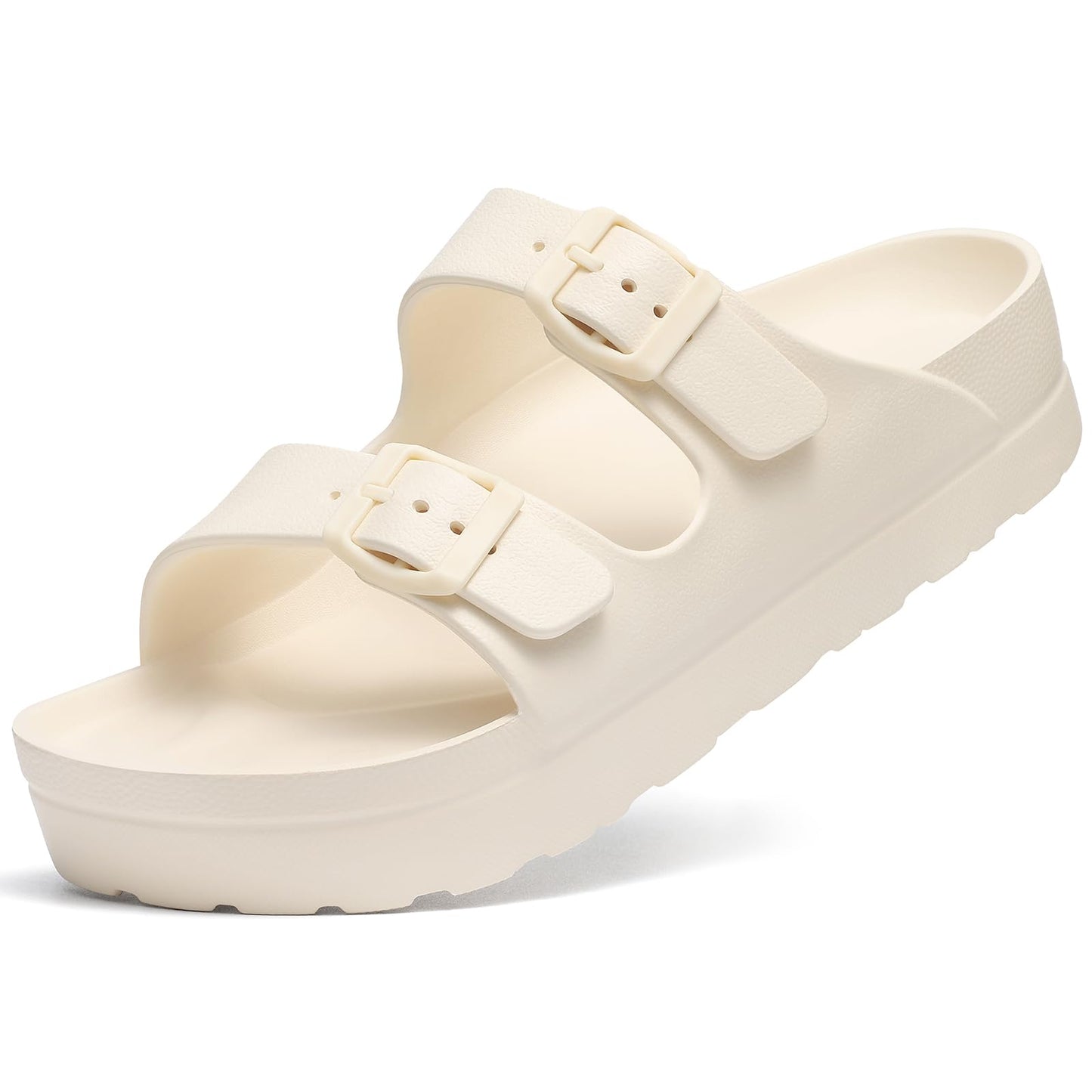 Goosecret Women's Platform Sandals with Arch Support, Chunky Lightweight Foam Slip on Slides, Comfortable Summer Beach Sandals with Adjustable Buckle