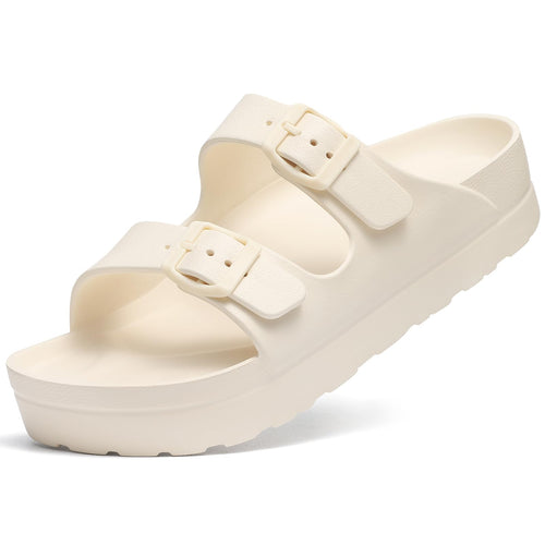 Goosecret Women's Platform Sandals with Arch Support, Chunky Lightweight Foam Slip on Slides, Comfortable Summer Beach Sandals with Adjustable Buckle