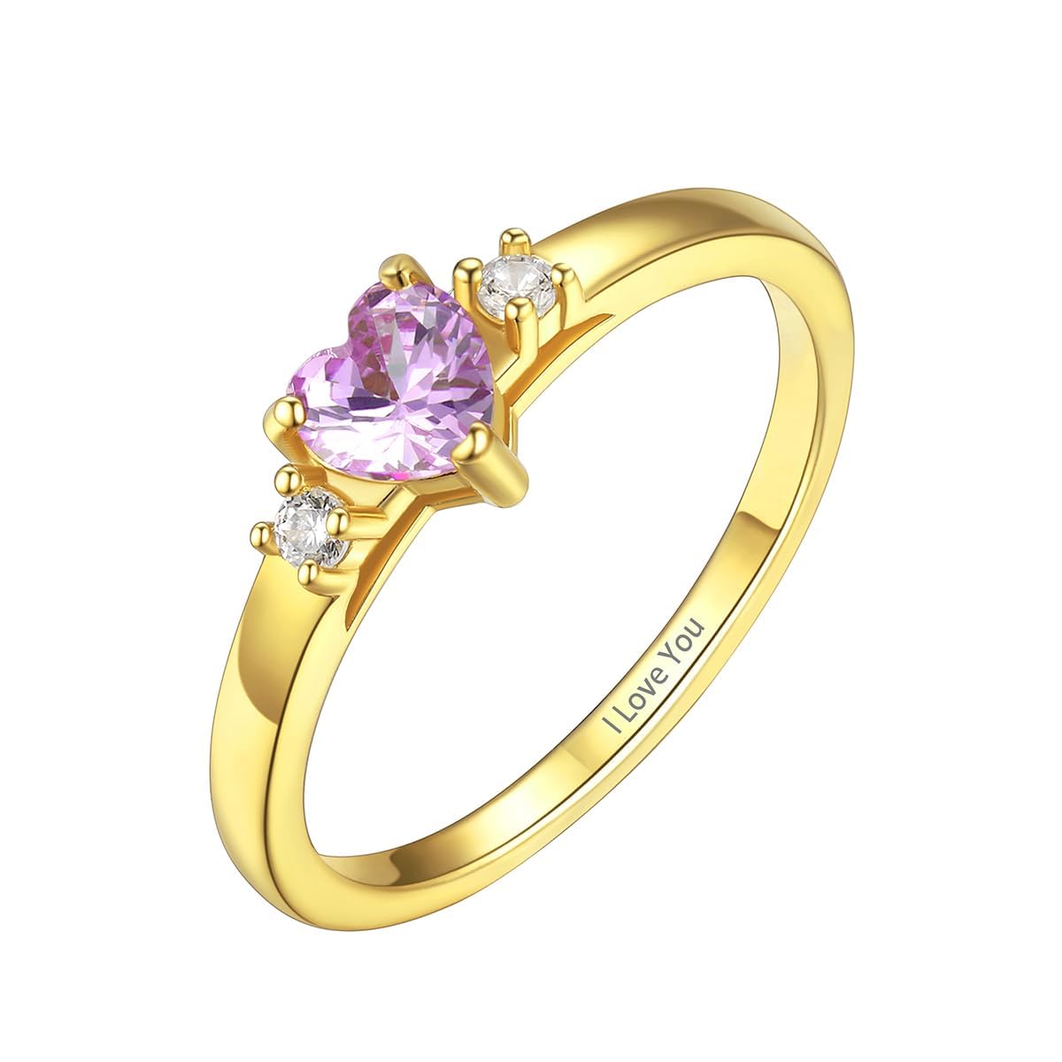 Custom4U Personalized 1-4 Birthstone Rings for Women Promise Rings for Her Sterling Silver Mothers Ring Customized Cubic Zirconia Stones Wedding/Valentine's Day/Mother's Day Jewelry Gift for Mom Wife