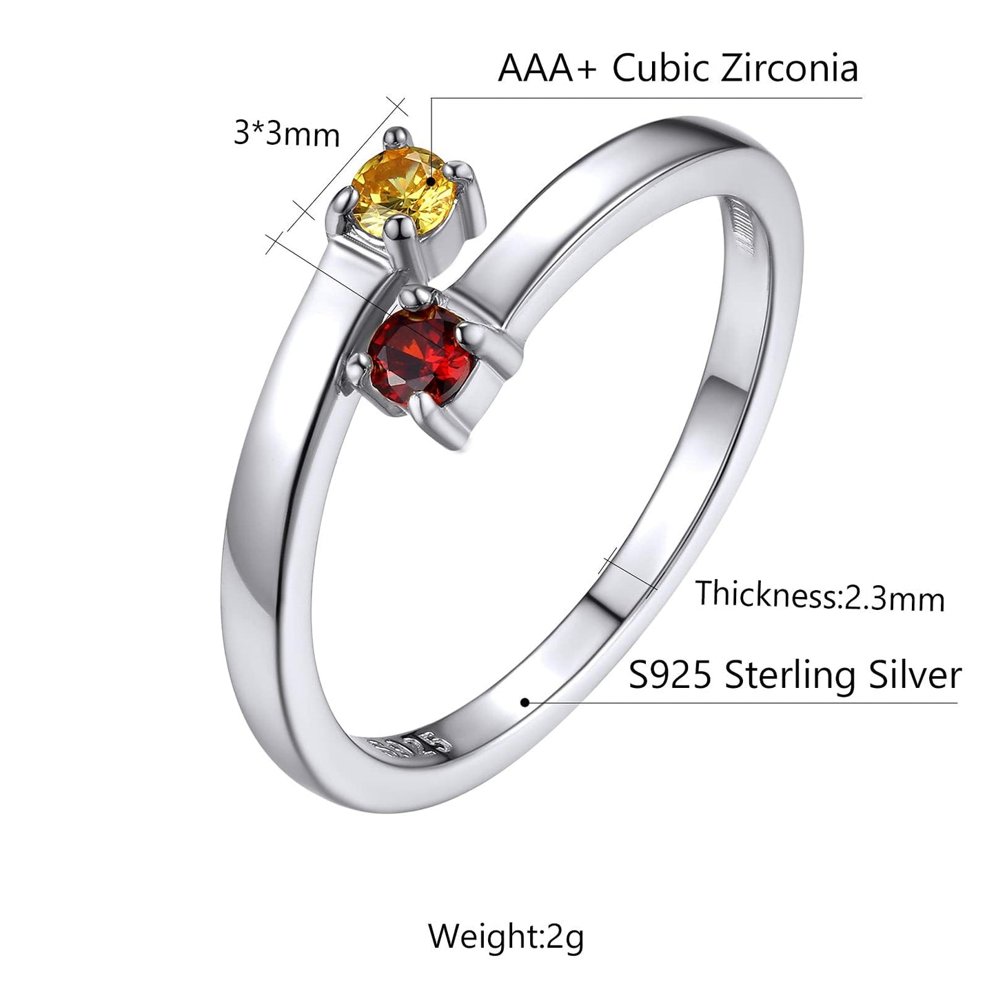 Custom4U Personalized 1-4 Birthstone Rings for Women Promise Rings for Her Sterling Silver Mothers Ring Customized Cubic Zirconia Stones Wedding/Valentine's Day/Mother's Day Jewelry Gift for Mom Wife