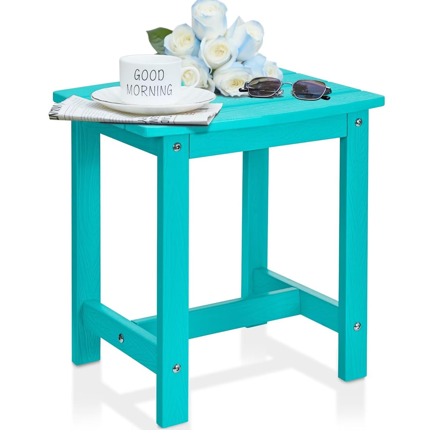 Y&M Adirondack Outdoor Side Table, HIPS Patio End Table, Waterproof Outside Table, Balcony Modern End Tables 23.5" inch Long for Garden, Pool, Beach, Porch, Deck, Indoor or Outdoor Use, Navy Blue