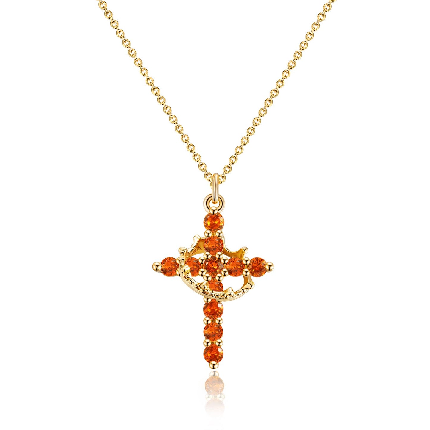 Robaice Cross Necklace for Women, 14K Gold Plated Crown Cross Pendant Necklace, Non-Tarnish Faith Jewelry for Women, Christian Religious Gifts