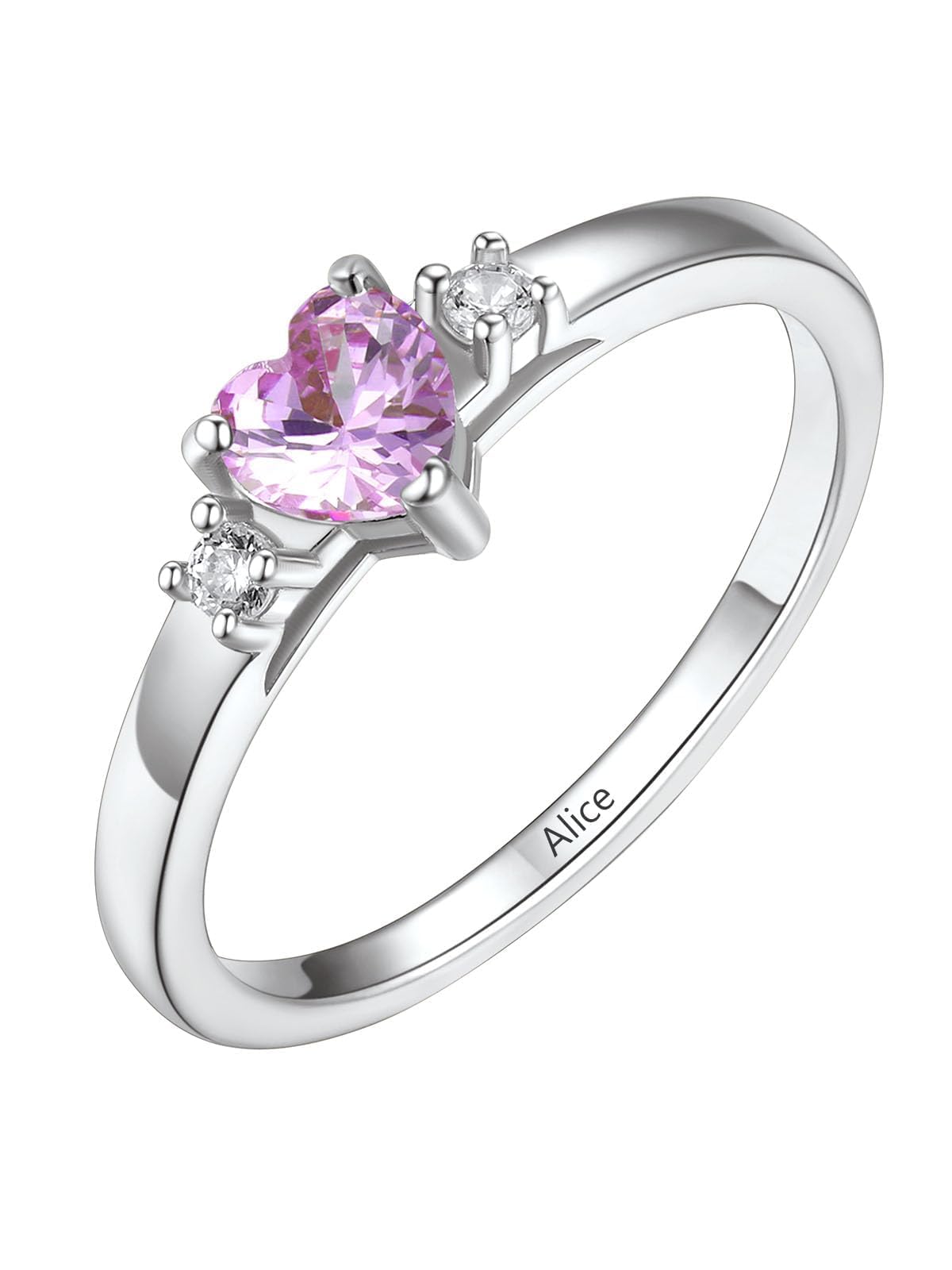Custom4U Personalized 1-4 Birthstone Rings for Women Promise Rings for Her Sterling Silver Mothers Ring Customized Cubic Zirconia Stones Wedding/Valentine's Day/Mother's Day Jewelry Gift for Mom Wife