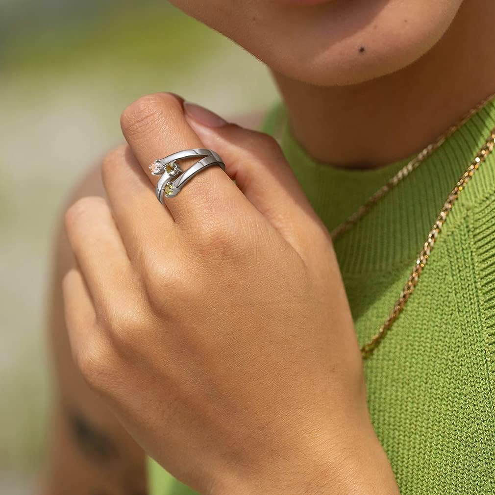 Custom4U Personalized 1-4 Birthstone Rings for Women Promise Rings for Her Sterling Silver Mothers Ring Customized Cubic Zirconia Stones Wedding/Valentine's Day/Mother's Day Jewelry Gift for Mom Wife