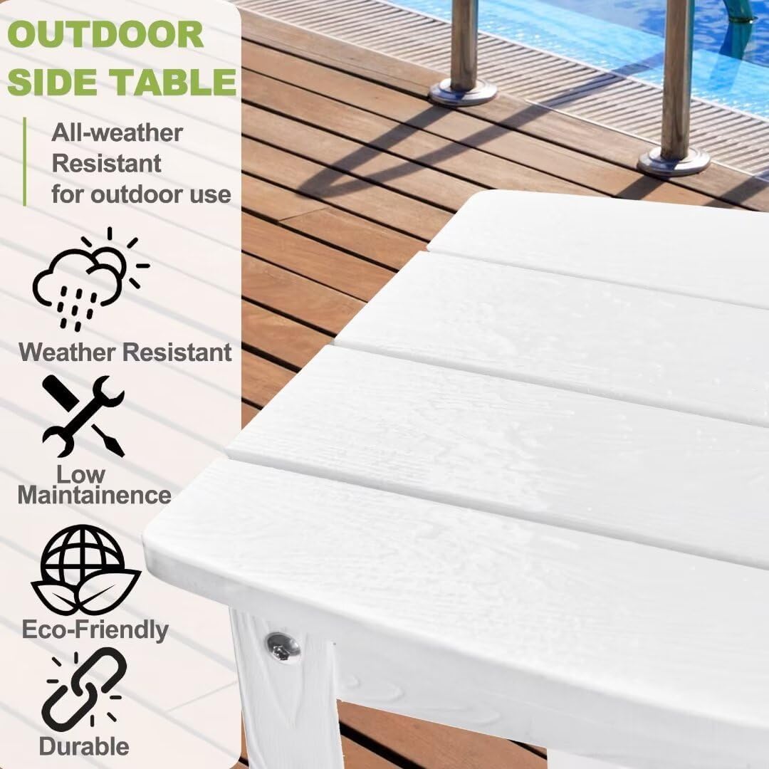 Y&M Adirondack Outdoor Side Table, HIPS Patio End Table, Waterproof Outside Table, Balcony Modern End Tables 23.5" inch Long for Garden, Pool, Beach, Porch, Deck, Indoor or Outdoor Use, Navy Blue