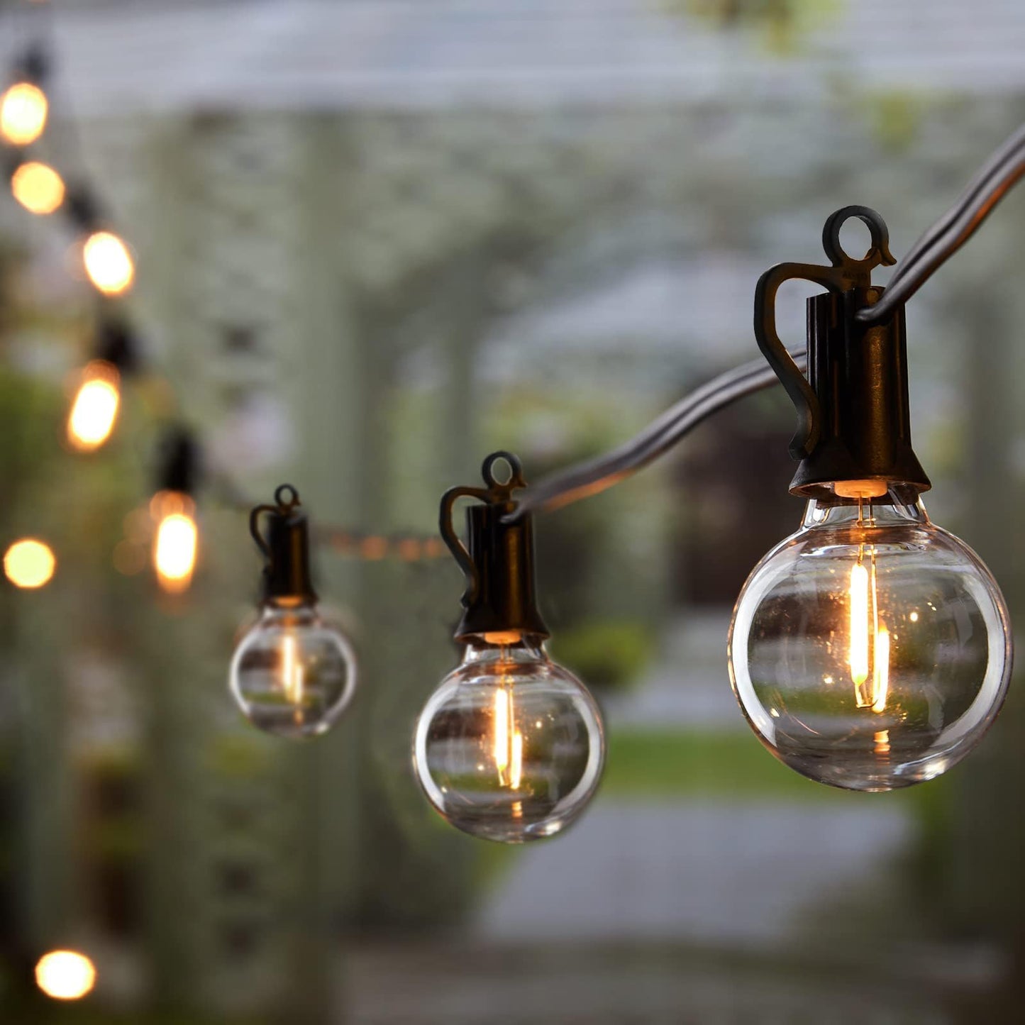 Brightown Outdoor String Lights, 50FT 25 G40 Bulbs Shatterproof Patio Lights, IP65 Waterproof Dimmable Hanging Connectable Globe LED Outdoor Lights for Backyard, Bistro, Porch, Deck, Balcony