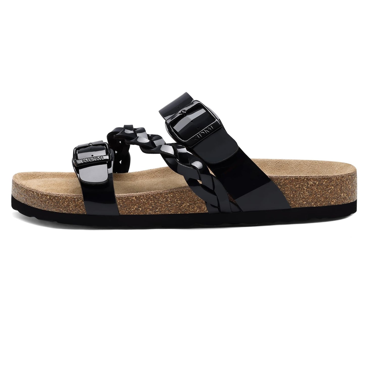 KIDMI Women's Cork Footbed Sandals with Arch Support Comfortable Slip-On Slide Sandals With Adjustable Buckle for Summer