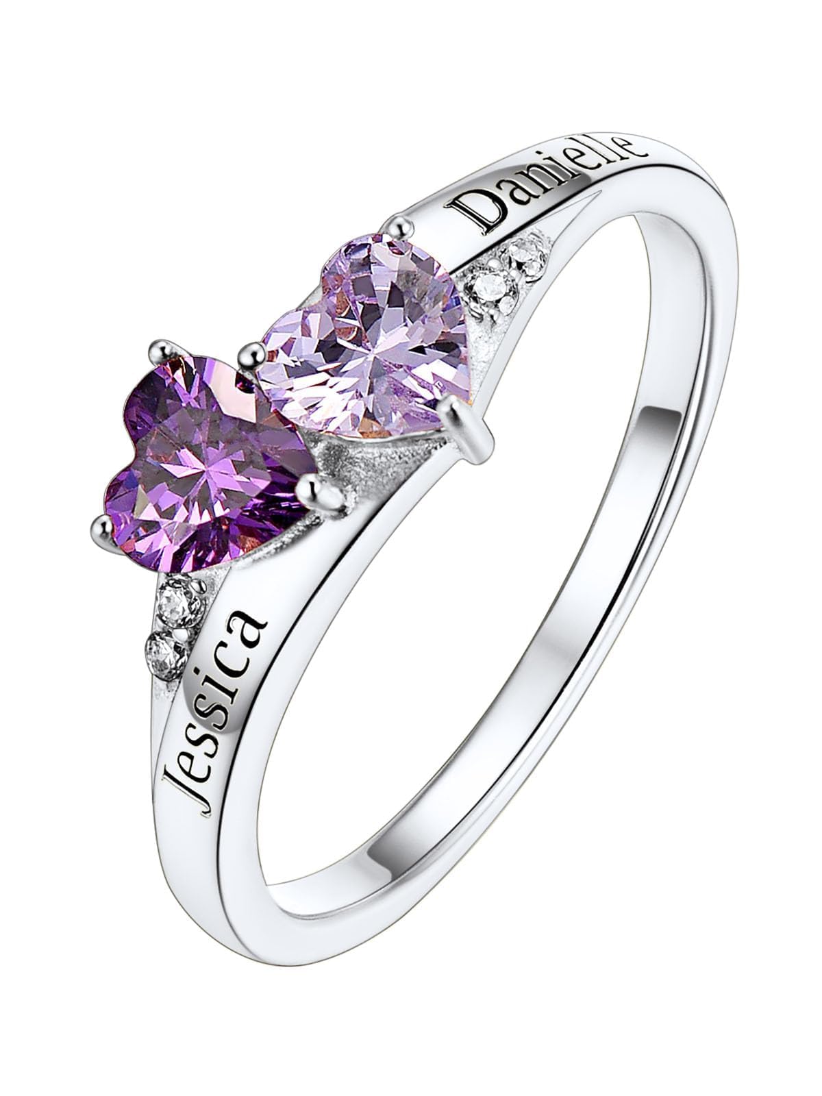 Custom4U Personalized 1-4 Birthstone Rings for Women Promise Rings for Her Sterling Silver Mothers Ring Customized Cubic Zirconia Stones Wedding/Valentine's Day/Mother's Day Jewelry Gift for Mom Wife