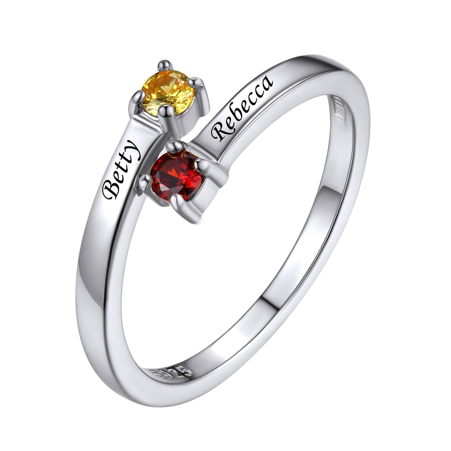 Custom4U Personalized 1-4 Birthstone Rings for Women Promise Rings for Her Sterling Silver Mothers Ring Customized Cubic Zirconia Stones Wedding/Valentine's Day/Mother's Day Jewelry Gift for Mom Wife