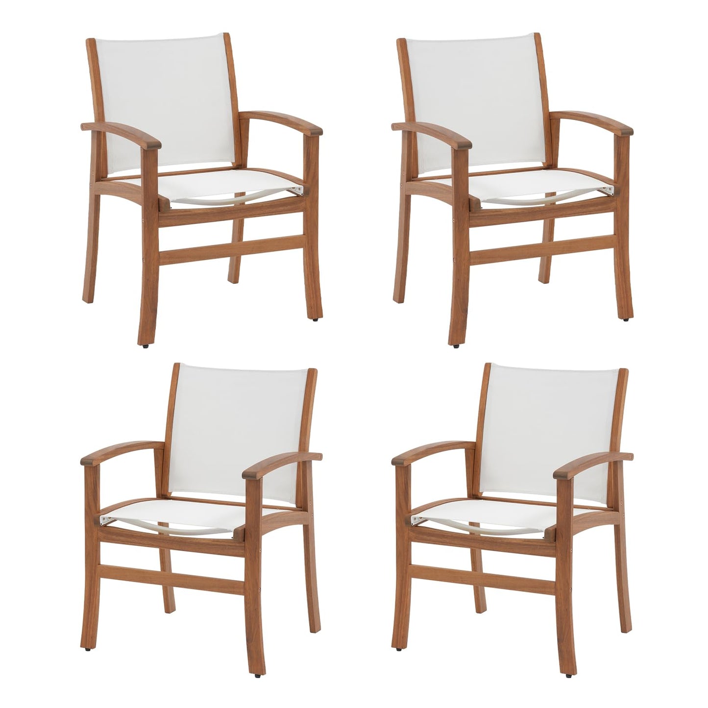 OC Orange-Casual Patio Furniture Set, Outdoor Chairs Set with Acacia Wood Frame and Metal Support Bars,Breathable Textilene Fabric Curved Armchair Support 350lbs for Lawn, Garden (Black, 2 Pieces)