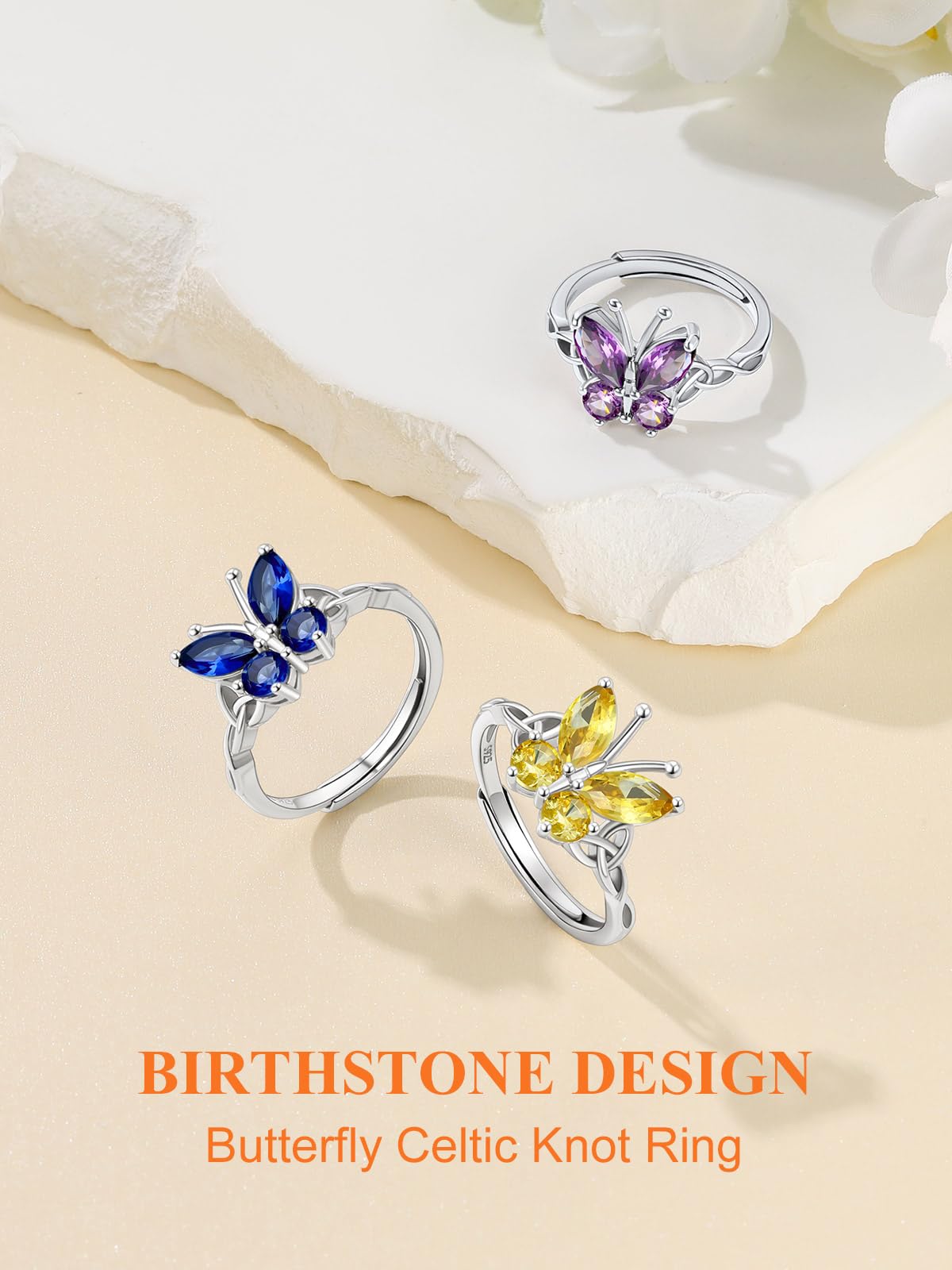 Custom4U Personalized 1-4 Birthstone Rings for Women Promise Rings for Her Sterling Silver Mothers Ring Customized Cubic Zirconia Stones Wedding/Valentine's Day/Mother's Day Jewelry Gift for Mom Wife