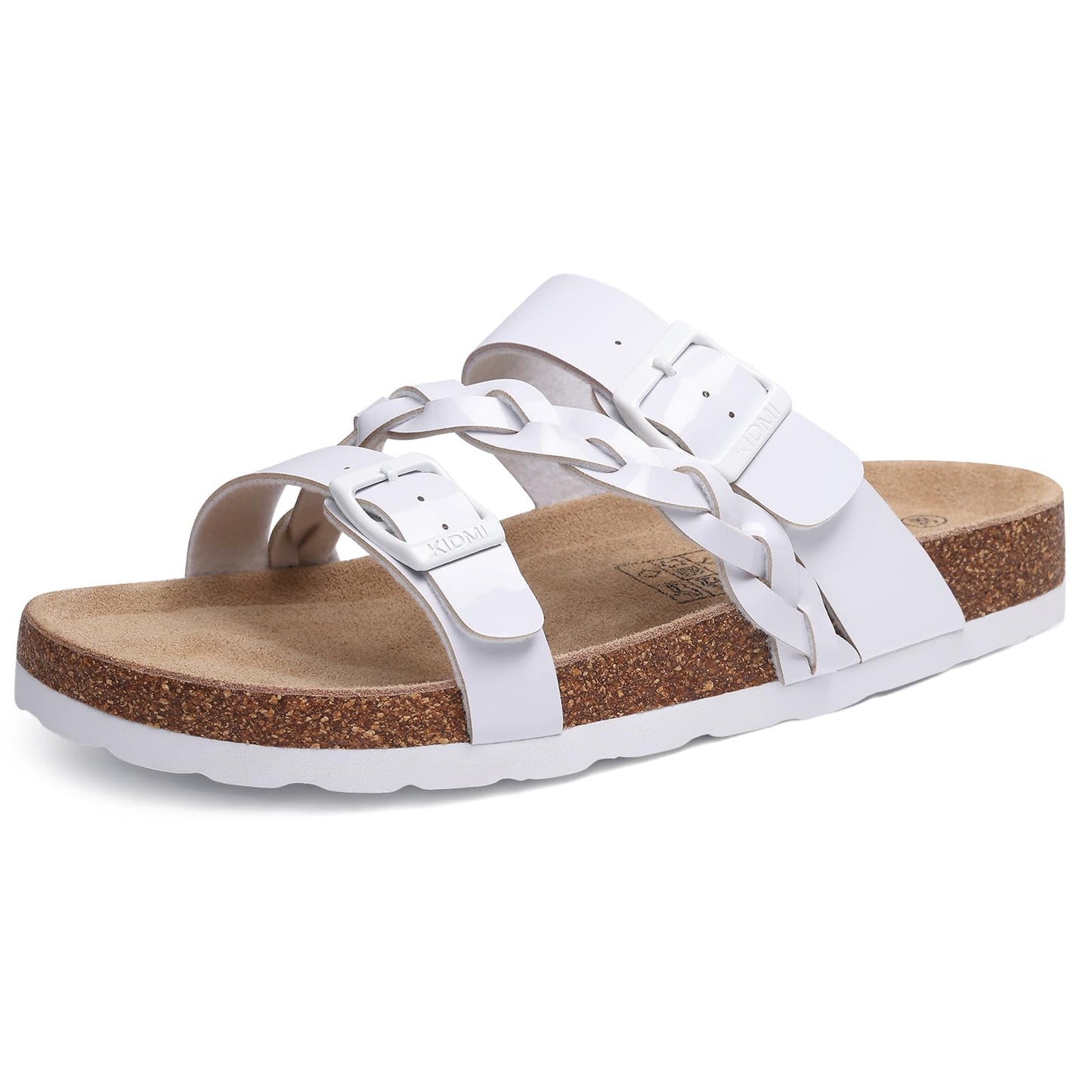 KIDMI Women's Cork Footbed Sandals with Arch Support Comfortable Slip-On Slide Sandals With Adjustable Buckle for Summer