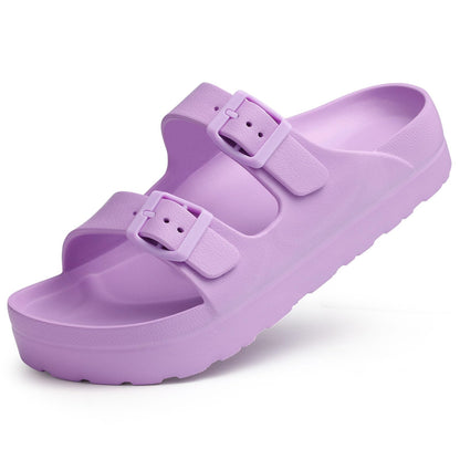 Goosecret Women's Platform Sandals with Arch Support, Chunky Lightweight Foam Slip on Slides, Comfortable Summer Beach Sandals with Adjustable Buckle