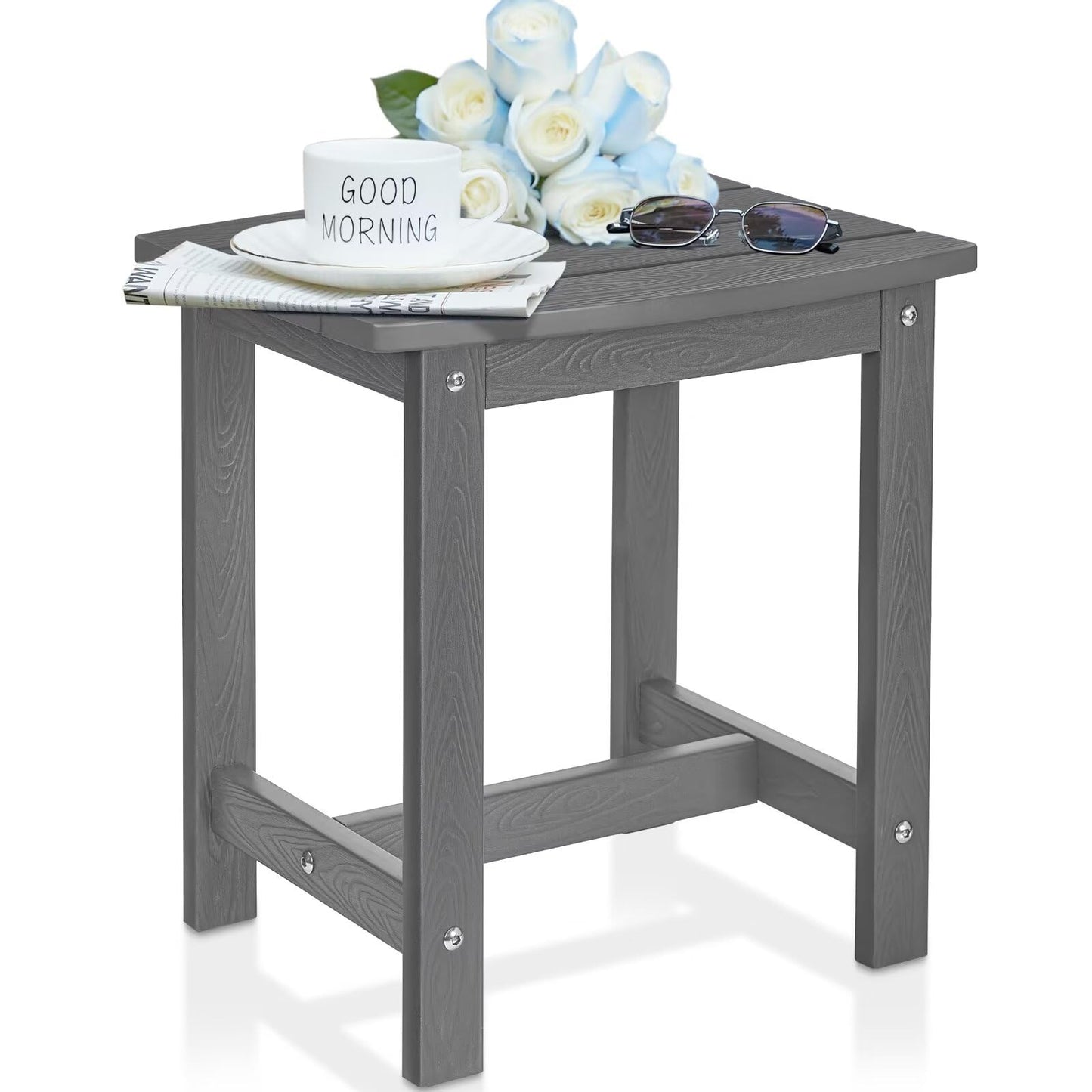 Y&M Adirondack Outdoor Side Table, HIPS Patio End Table, Waterproof Outside Table, Balcony Modern End Tables 23.5" inch Long for Garden, Pool, Beach, Porch, Deck, Indoor or Outdoor Use, Navy Blue