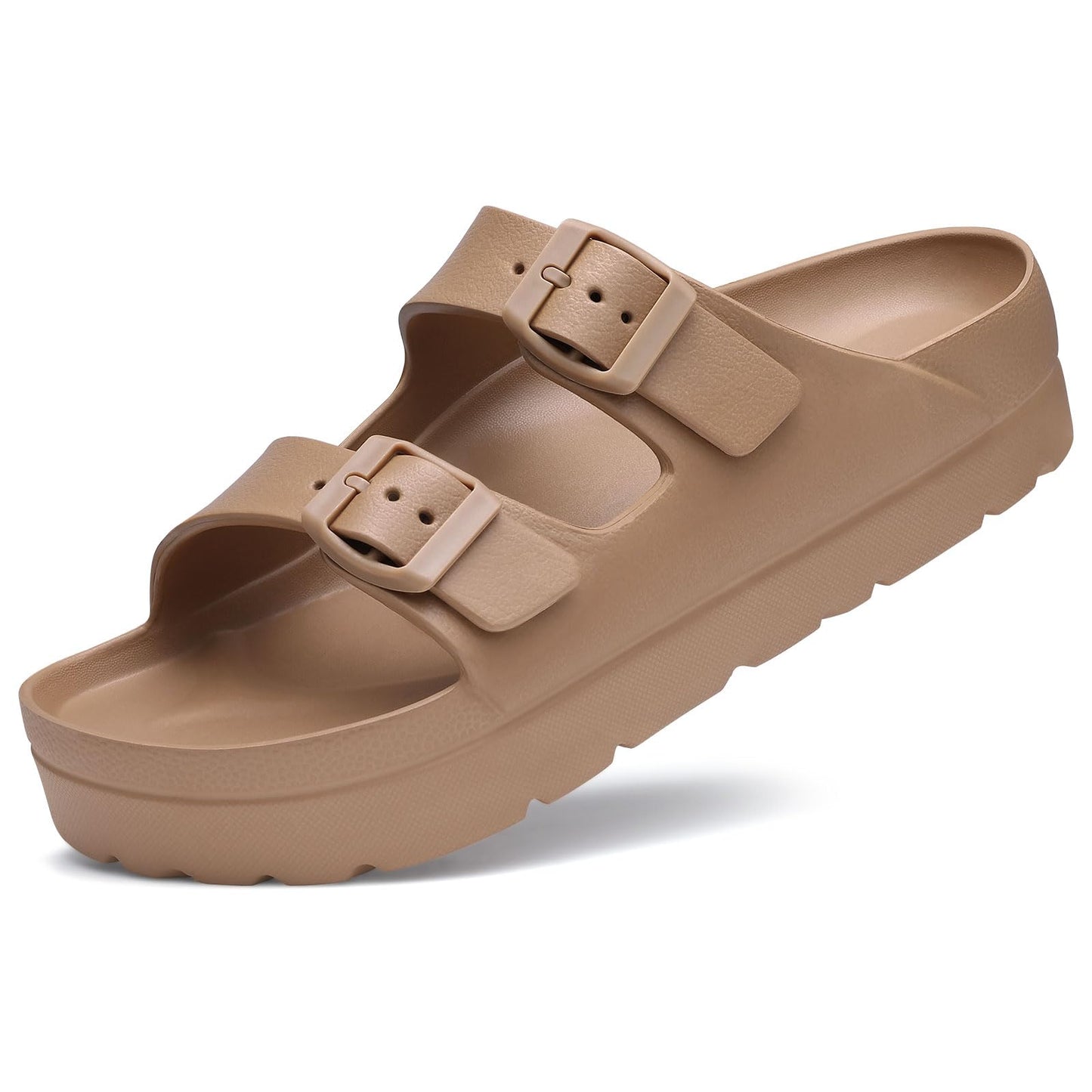 Goosecret Women's Platform Sandals with Arch Support, Chunky Lightweight Foam Slip on Slides, Comfortable Summer Beach Sandals with Adjustable Buckle