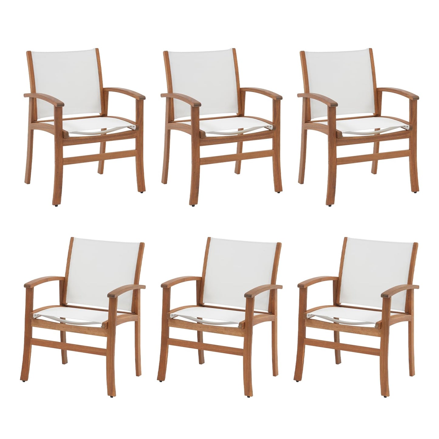 OC Orange-Casual Patio Furniture Set, Outdoor Chairs Set with Acacia Wood Frame and Metal Support Bars,Breathable Textilene Fabric Curved Armchair Support 350lbs for Lawn, Garden (Black, 2 Pieces)