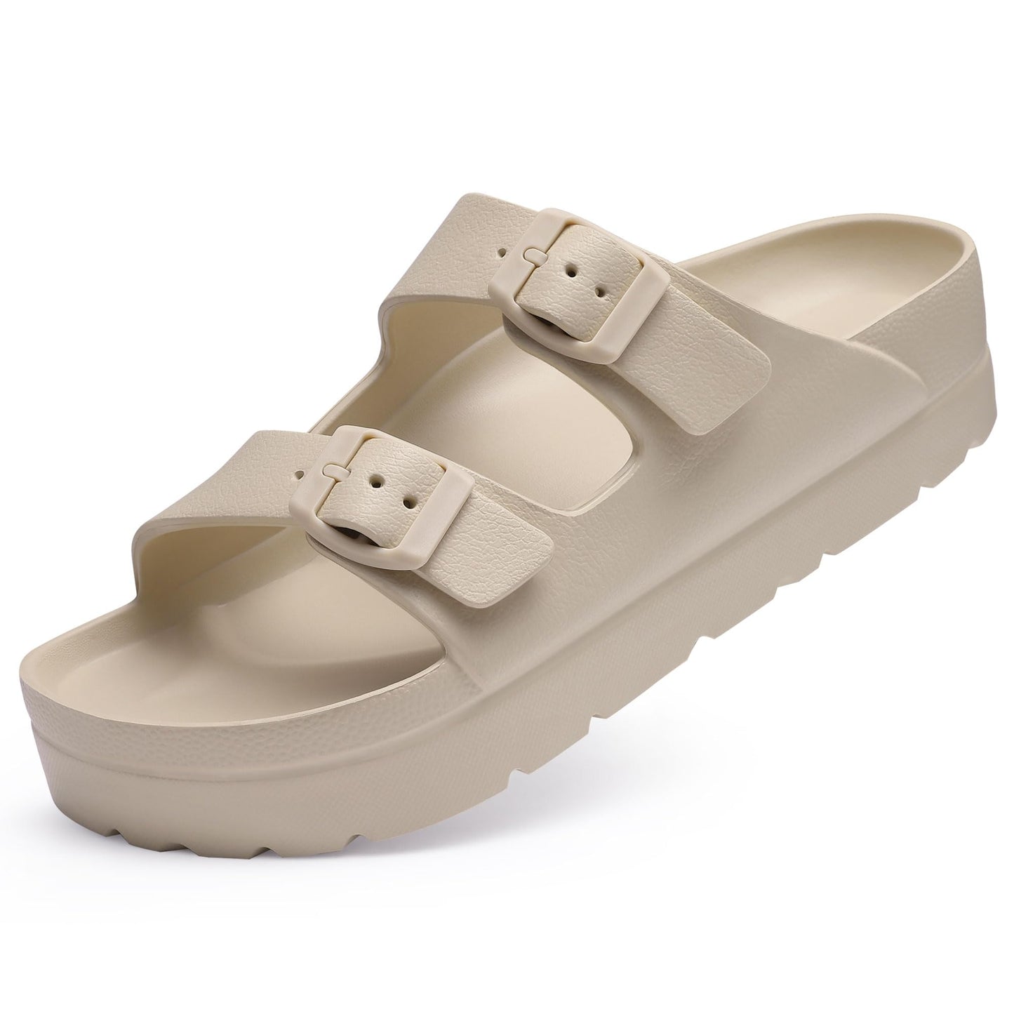 Goosecret Women's Platform Sandals with Arch Support, Chunky Lightweight Foam Slip on Slides, Comfortable Summer Beach Sandals with Adjustable Buckle