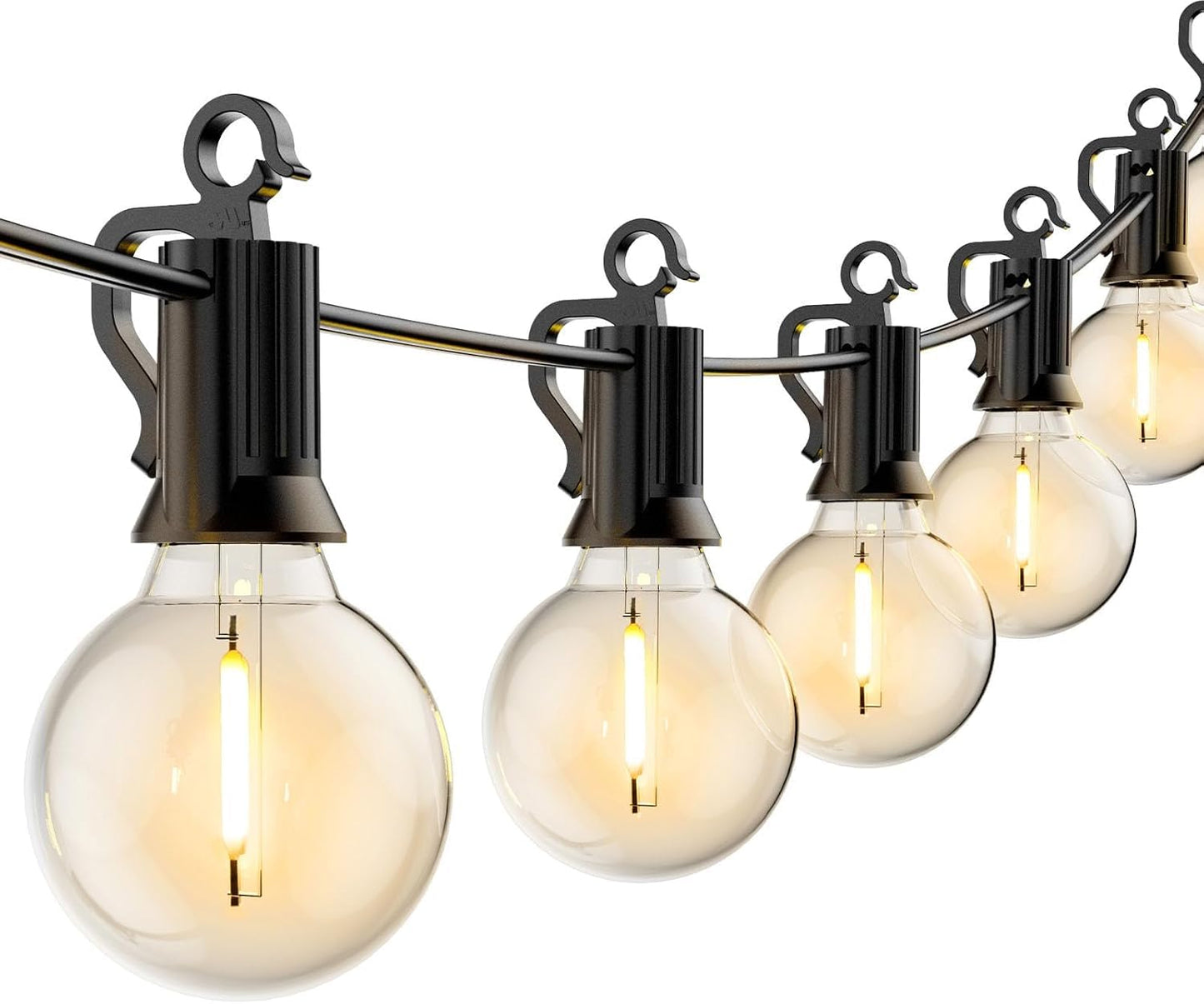 Brightown Outdoor String Lights, 50FT 25 G40 Bulbs Shatterproof Patio Lights, IP65 Waterproof Dimmable Hanging Connectable Globe LED Outdoor Lights for Backyard, Bistro, Porch, Deck, Balcony