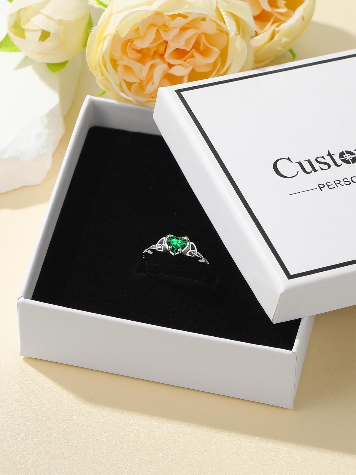 Custom4U Personalized 1-4 Birthstone Rings for Women Promise Rings for Her Sterling Silver Mothers Ring Customized Cubic Zirconia Stones Wedding/Valentine's Day/Mother's Day Jewelry Gift for Mom Wife