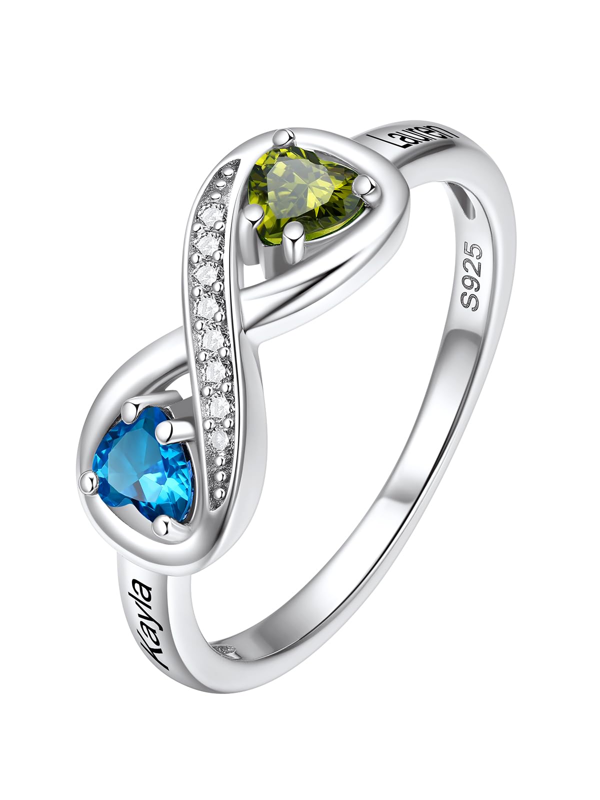 Custom4U Personalized 1-4 Birthstone Rings for Women Promise Rings for Her Sterling Silver Mothers Ring Customized Cubic Zirconia Stones Wedding/Valentine's Day/Mother's Day Jewelry Gift for Mom Wife
