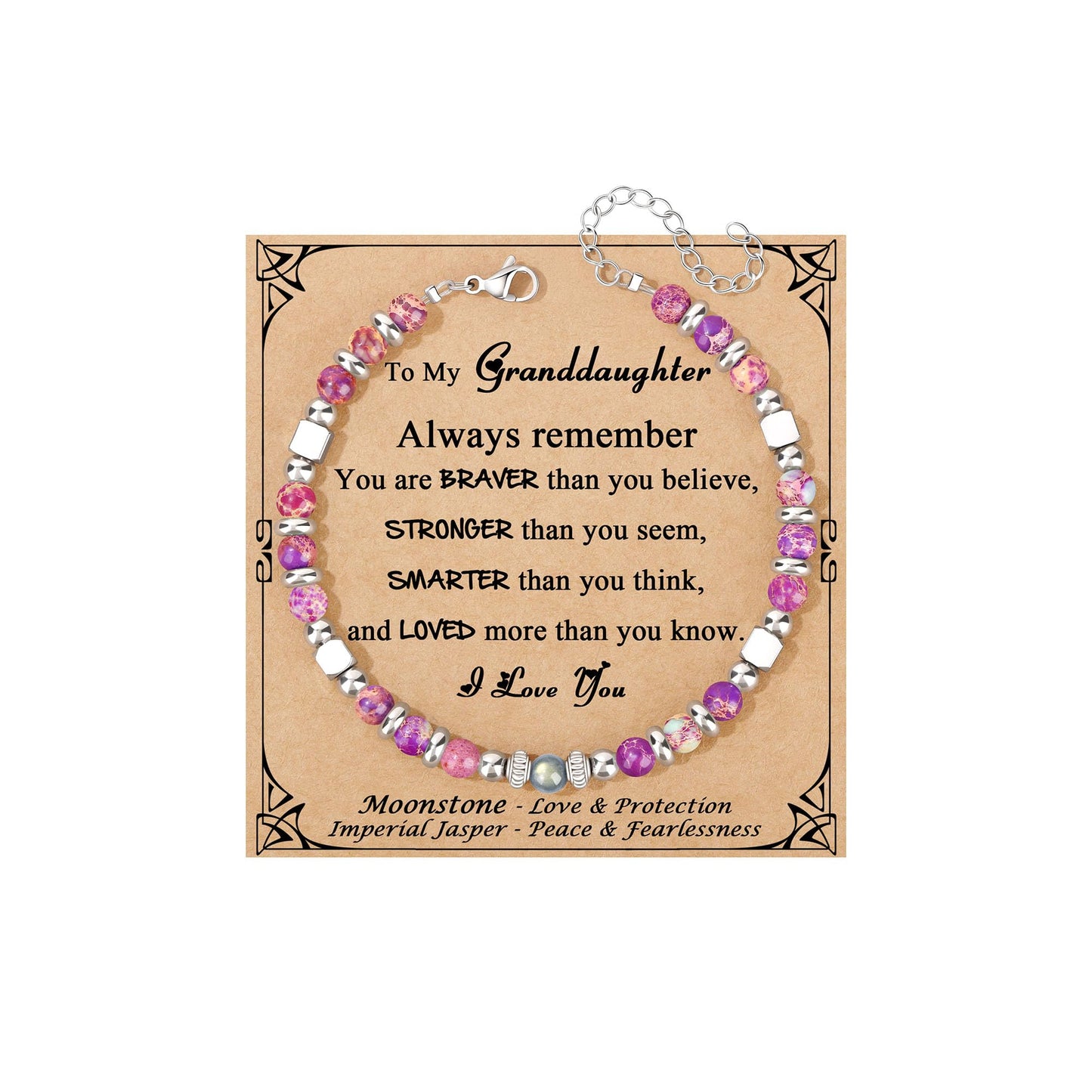 JoycuFF 𝗚𝗶𝗳𝘁𝘀 𝗳𝗼𝗿 𝗪𝗼𝗺𝗲𝗻 𝗠𝗼𝗼𝗻𝘀𝘁𝗼𝗻𝗲 𝗕𝗿𝗮𝗰𝗲𝗹𝗲𝘁 Amazonite Colorful Imperial Jasper Stainless Steel Beads Bracelets, Graduation Christmas Valentines Mothers Day Birthday Gifts