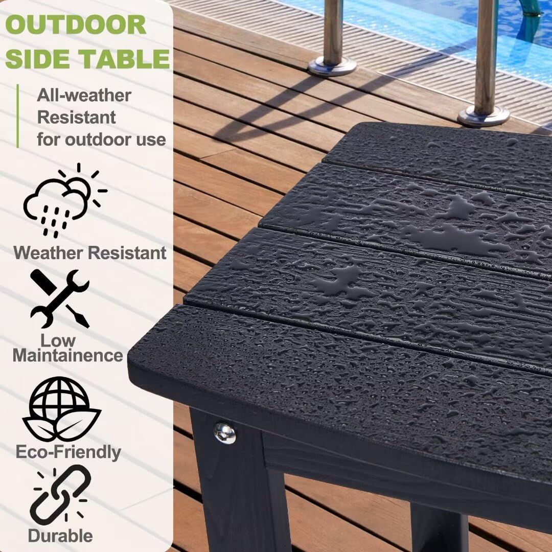 Y&M Adirondack Outdoor Side Table, HIPS Patio End Table, Waterproof Outside Table, Balcony Modern End Tables 23.5" inch Long for Garden, Pool, Beach, Porch, Deck, Indoor or Outdoor Use, Navy Blue