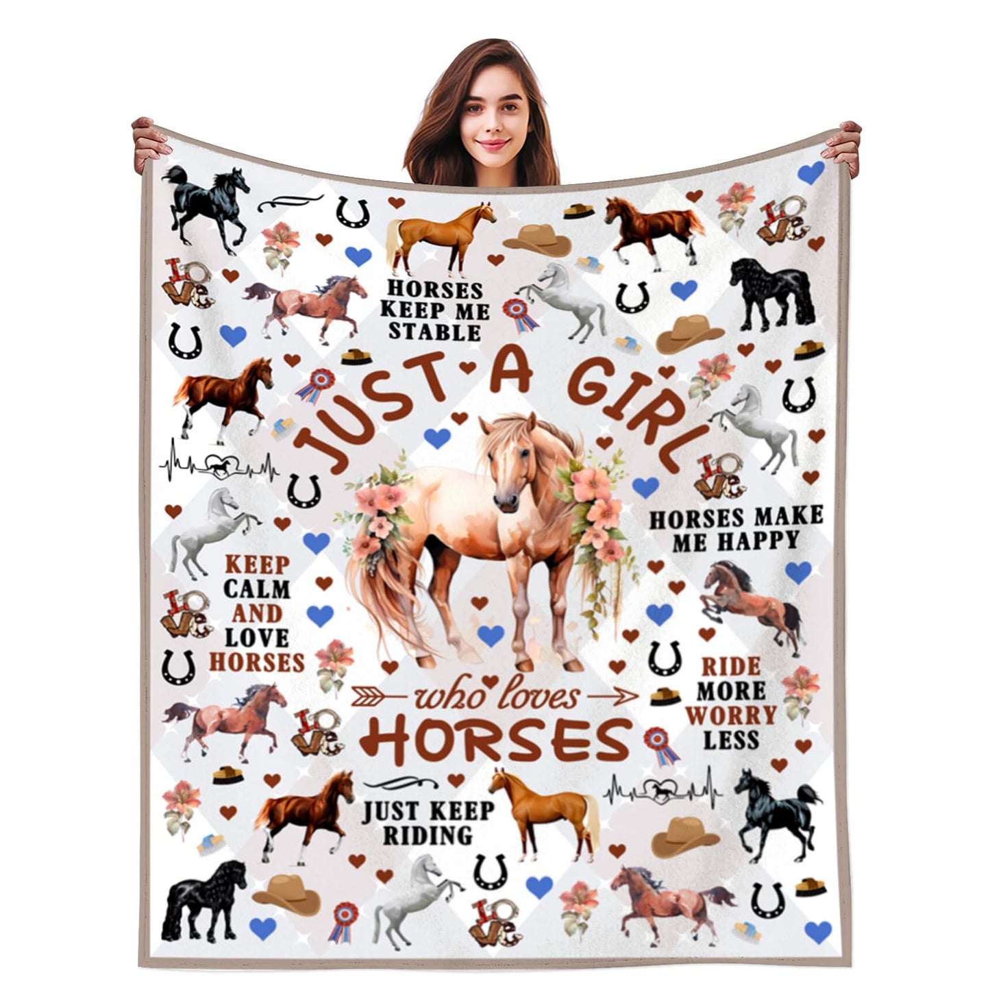 Dog Gifts for Girls Women Puppy Plush Just A Girl Who Loves Dogs Print Throw Blanket Stuff Cute Puppys Themed Dog Blanket for Girls Women Kids Dogs Lovers Birthday Decorations Bed Room Decor 50"X40"