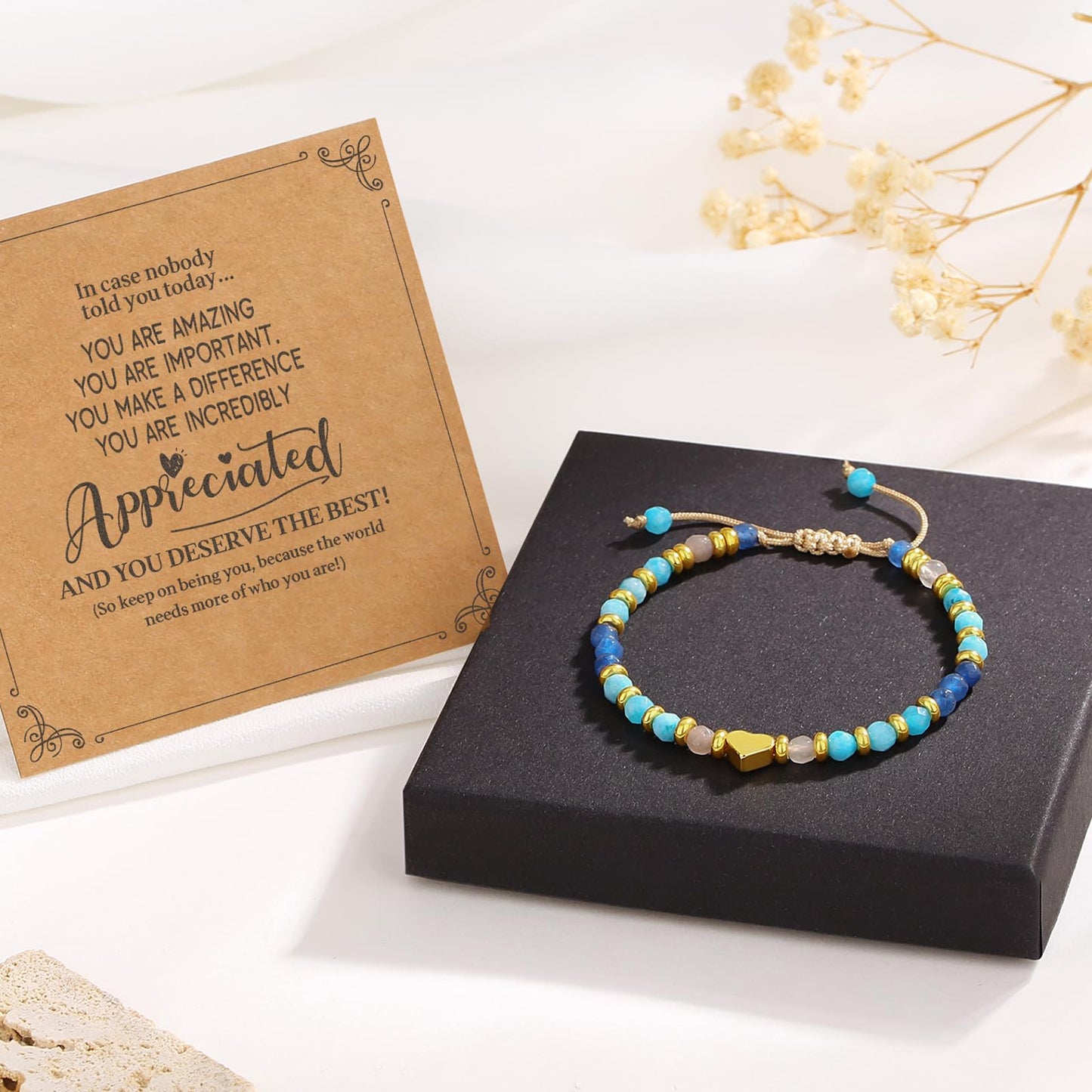 yupoxiu Inspirational Gifts for Women Birthday - Healing Natural Stone Bracelets, Thinking of You Get Well Soon Gifts for Women Friend Sister