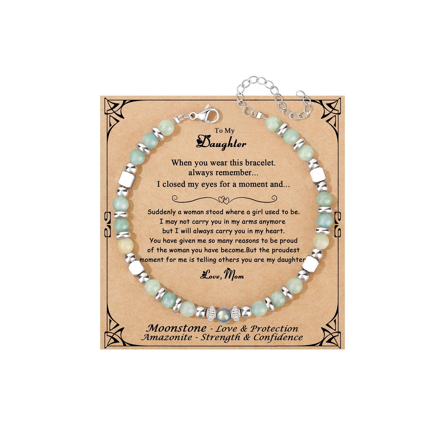 JoycuFF 𝗚𝗶𝗳𝘁𝘀 𝗳𝗼𝗿 𝗪𝗼𝗺𝗲𝗻 𝗠𝗼𝗼𝗻𝘀𝘁𝗼𝗻𝗲 𝗕𝗿𝗮𝗰𝗲𝗹𝗲𝘁 Amazonite Colorful Imperial Jasper Stainless Steel Beads Bracelets, Graduation Christmas Valentines Mothers Day Birthday Gifts