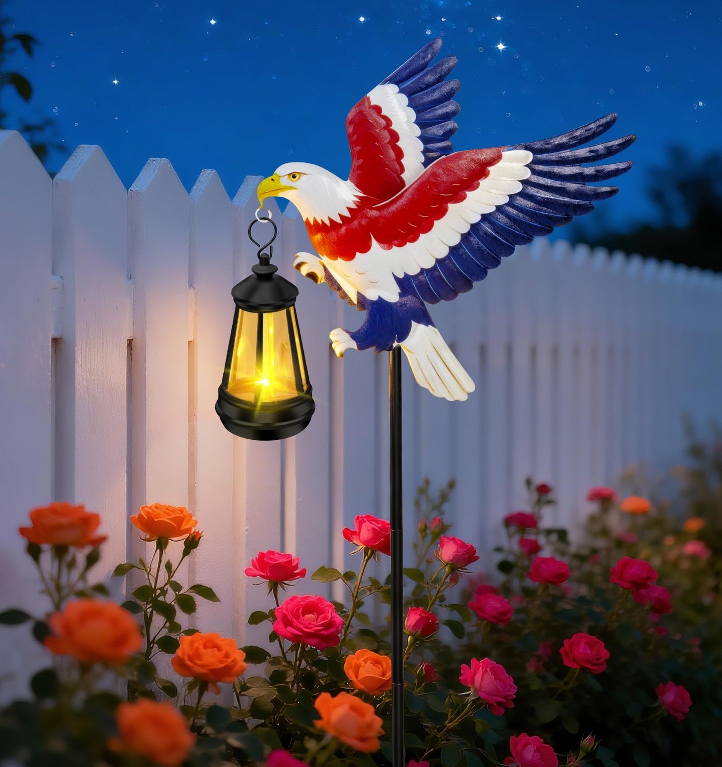 ZFNN Solar Garden Decor Lights Outdoor Waterproof, Metal Butterfly Stakes with Solar Lanterns, Solar Garden Lights for Decorative Yard Art Outside Patio Lawn Ornaments, Gifts for Women Mom
