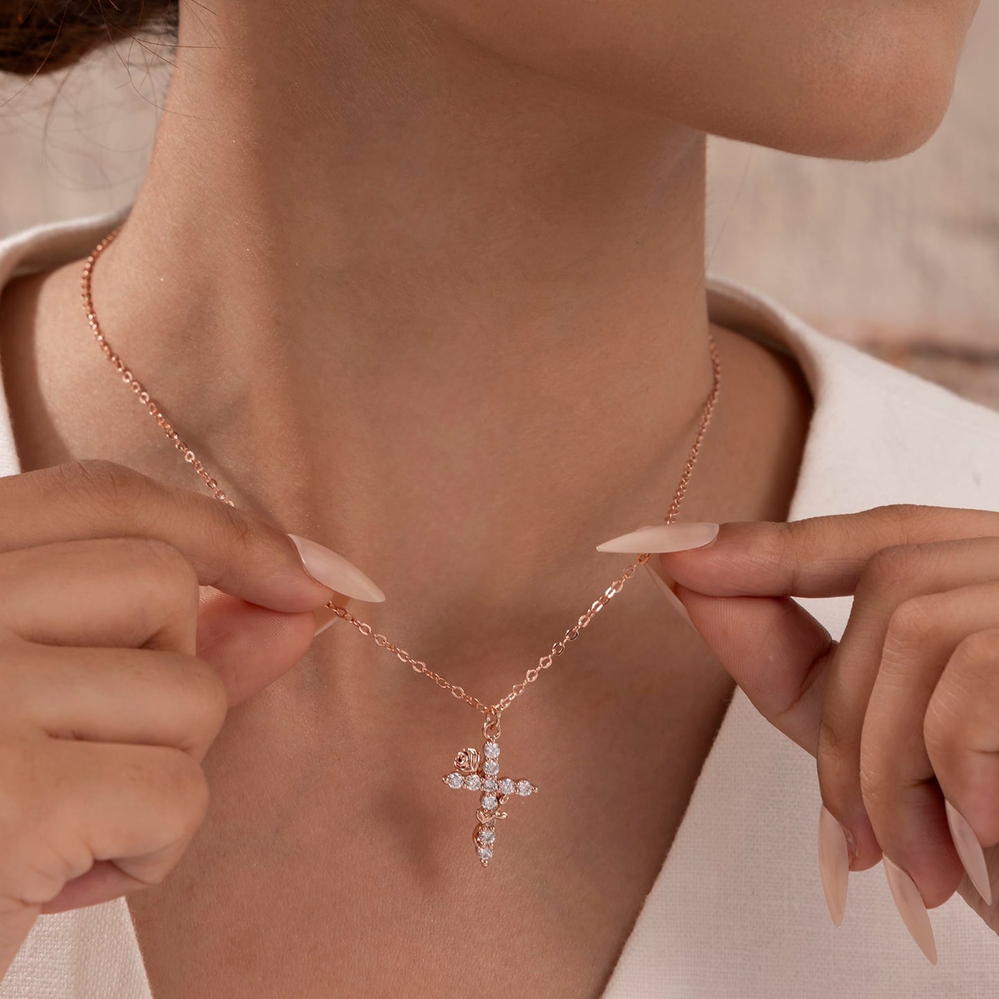 Robaice Cross Necklace for Women, 14K Gold Plated Crown Cross Pendant Necklace, Non-Tarnish Faith Jewelry for Women, Christian Religious Gifts
