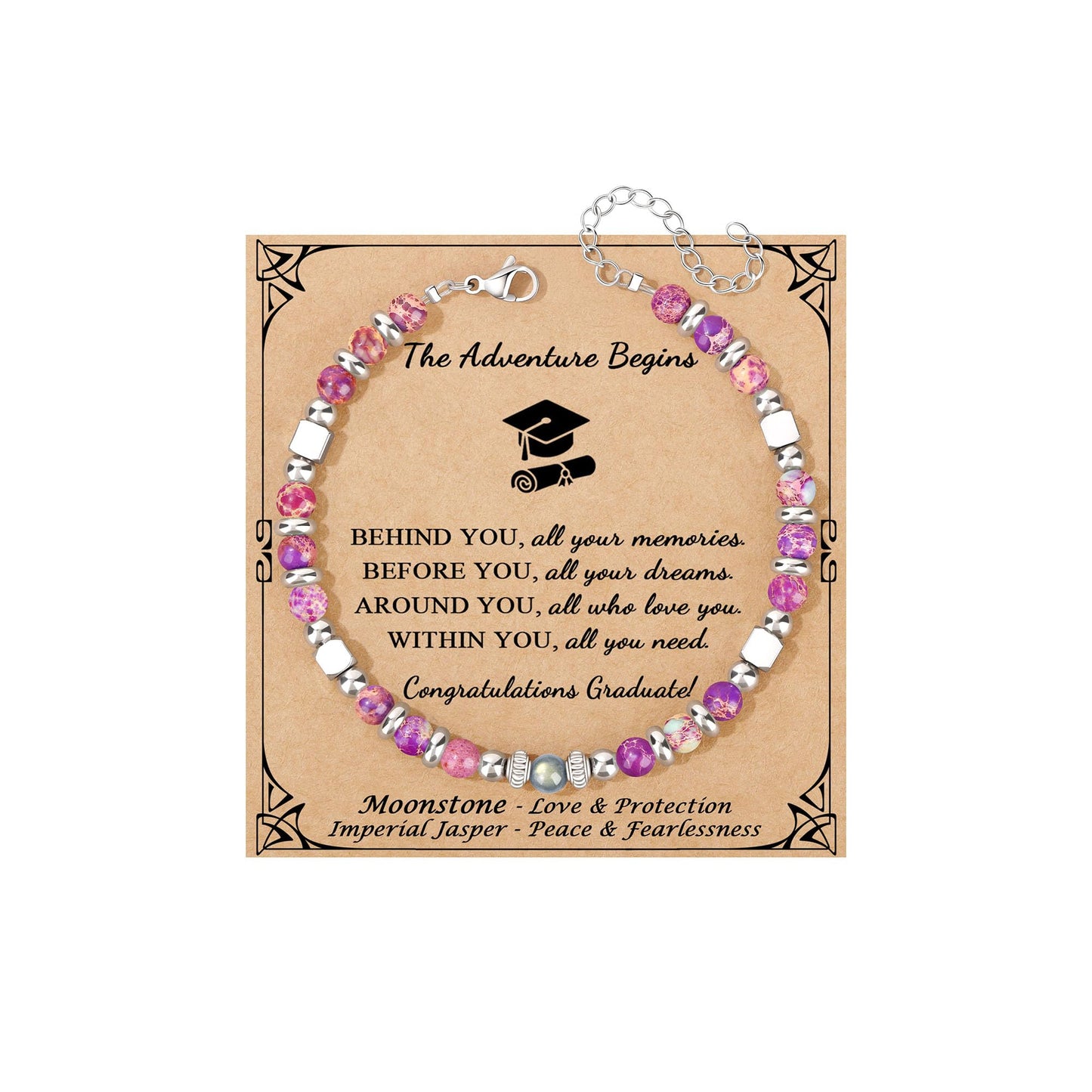 JoycuFF 𝗚𝗶𝗳𝘁𝘀 𝗳𝗼𝗿 𝗪𝗼𝗺𝗲𝗻 𝗠𝗼𝗼𝗻𝘀𝘁𝗼𝗻𝗲 𝗕𝗿𝗮𝗰𝗲𝗹𝗲𝘁 Amazonite Colorful Imperial Jasper Stainless Steel Beads Bracelets, Graduation Christmas Valentines Mothers Day Birthday Gifts
