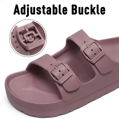 Goosecret Women's Platform Sandals with Arch Support, Chunky Lightweight Foam Slip on Slides, Comfortable Summer Beach Sandals with Adjustable Buckle