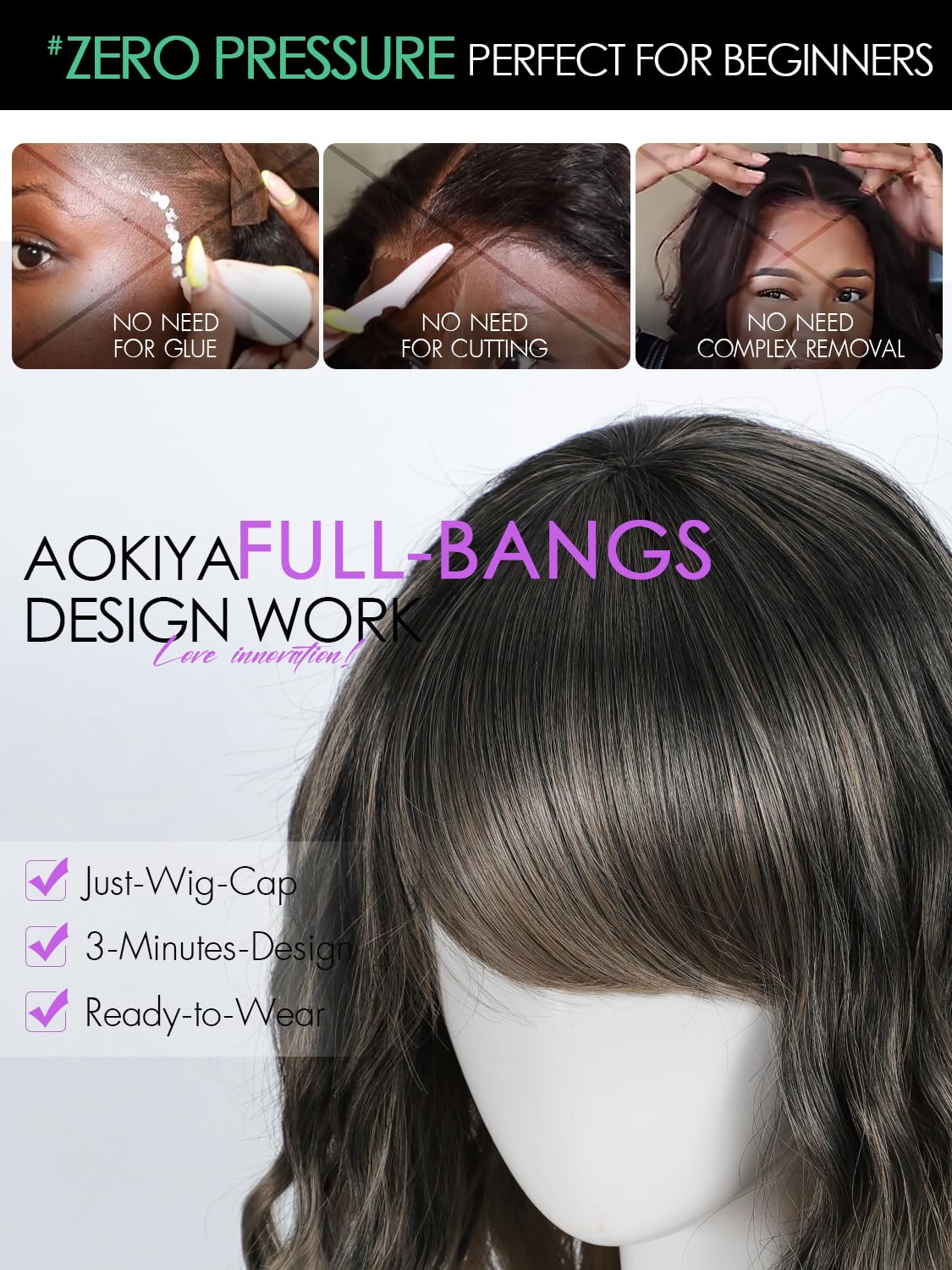 Bob Wavy Wigs for Women Reddish Caramel Brown Short Curly Hair Wig with Bangs Shoulder Length Style Synthetic Realistic Heat Resistant Wig for Everyday Hairstyle 16 Inch