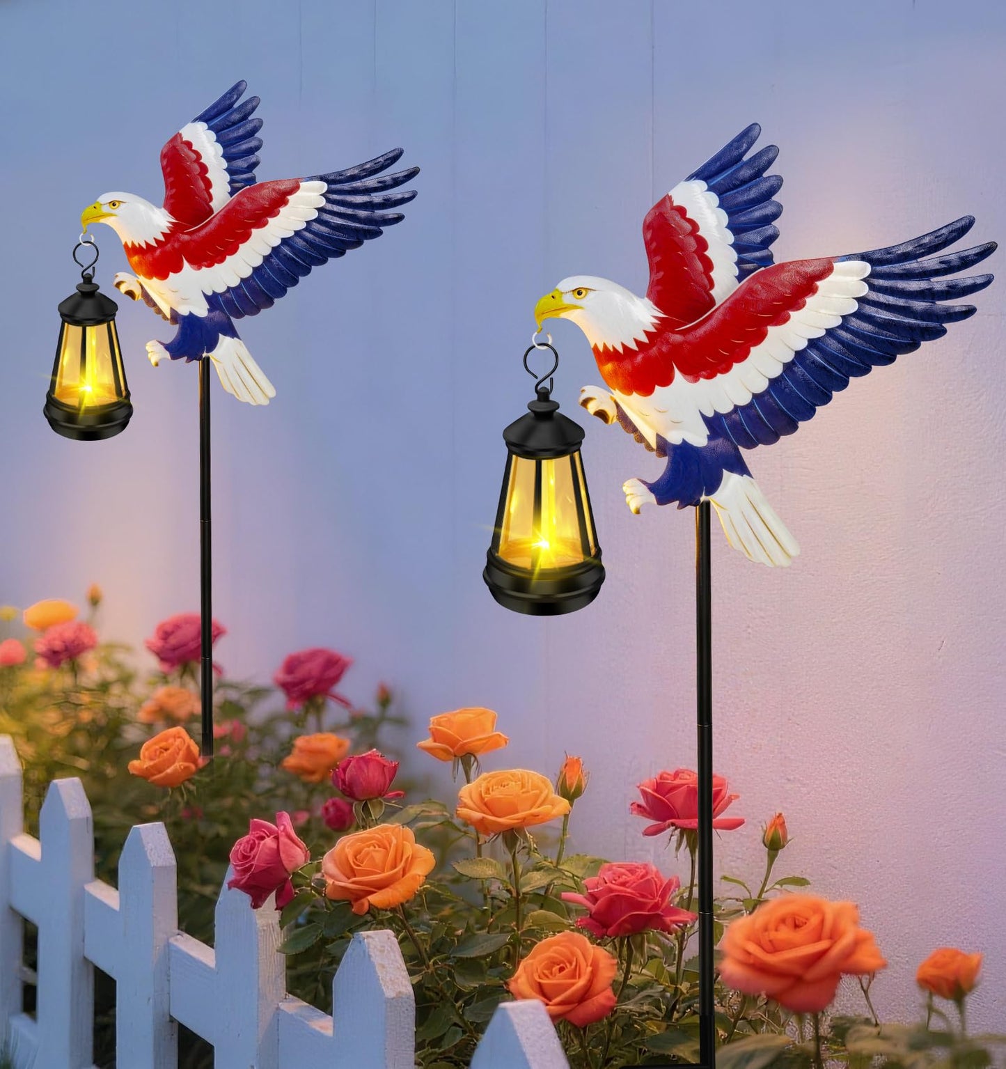ZFNN Solar Garden Decor Lights Outdoor Waterproof, Metal Butterfly Stakes with Solar Lanterns, Solar Garden Lights for Decorative Yard Art Outside Patio Lawn Ornaments, Gifts for Women Mom