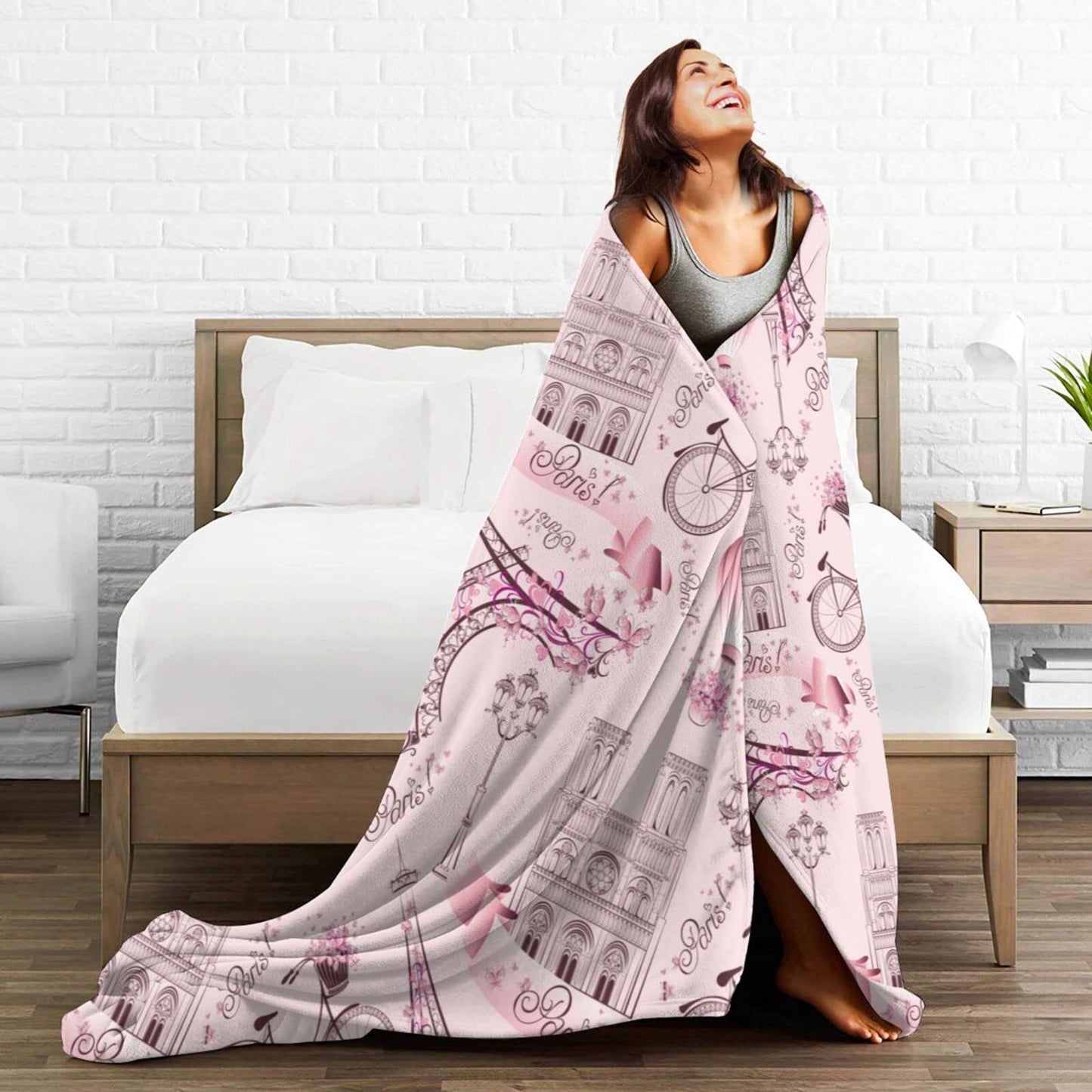 Perinsto Cute Throw Blanket Ultra Soft Warm All Season Decorative Fleece Blankets for Bed Chair Car Sofa Couch Bedroom 50" X 40”