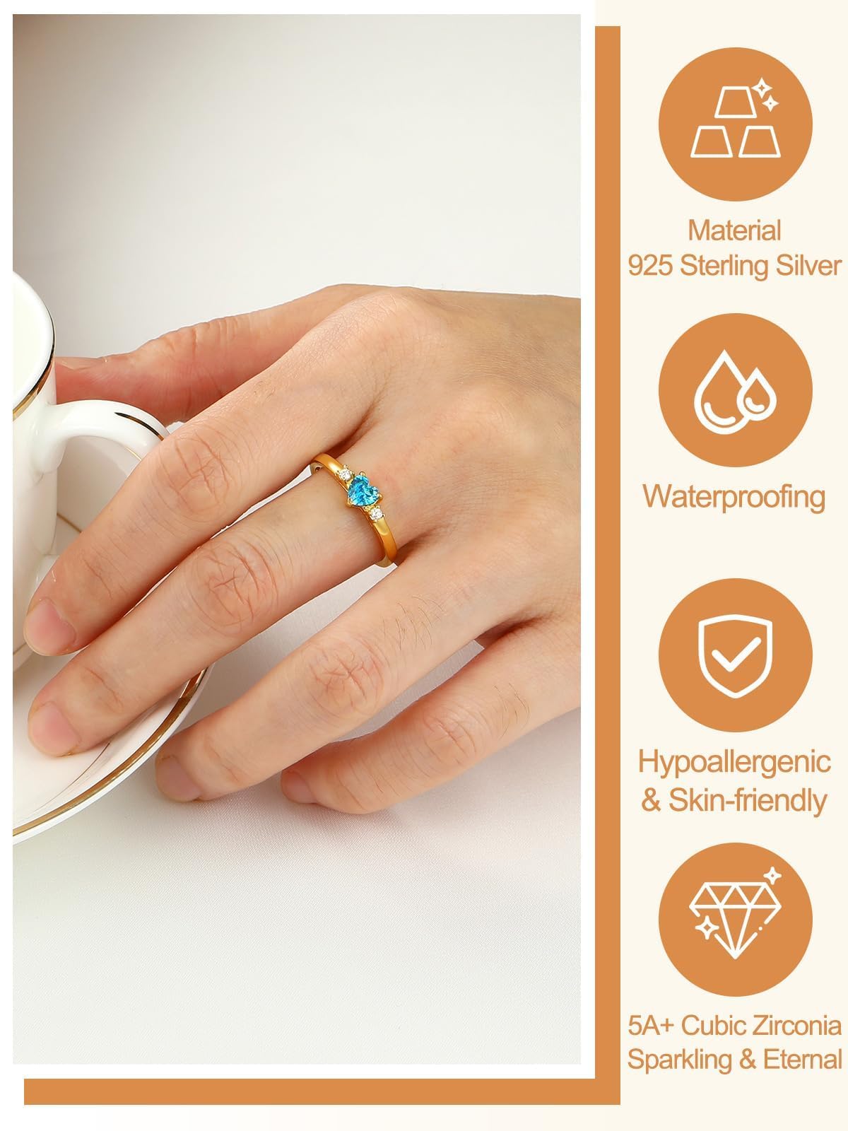 Custom4U Personalized 1-4 Birthstone Rings for Women Promise Rings for Her Sterling Silver Mothers Ring Customized Cubic Zirconia Stones Wedding/Valentine's Day/Mother's Day Jewelry Gift for Mom Wife