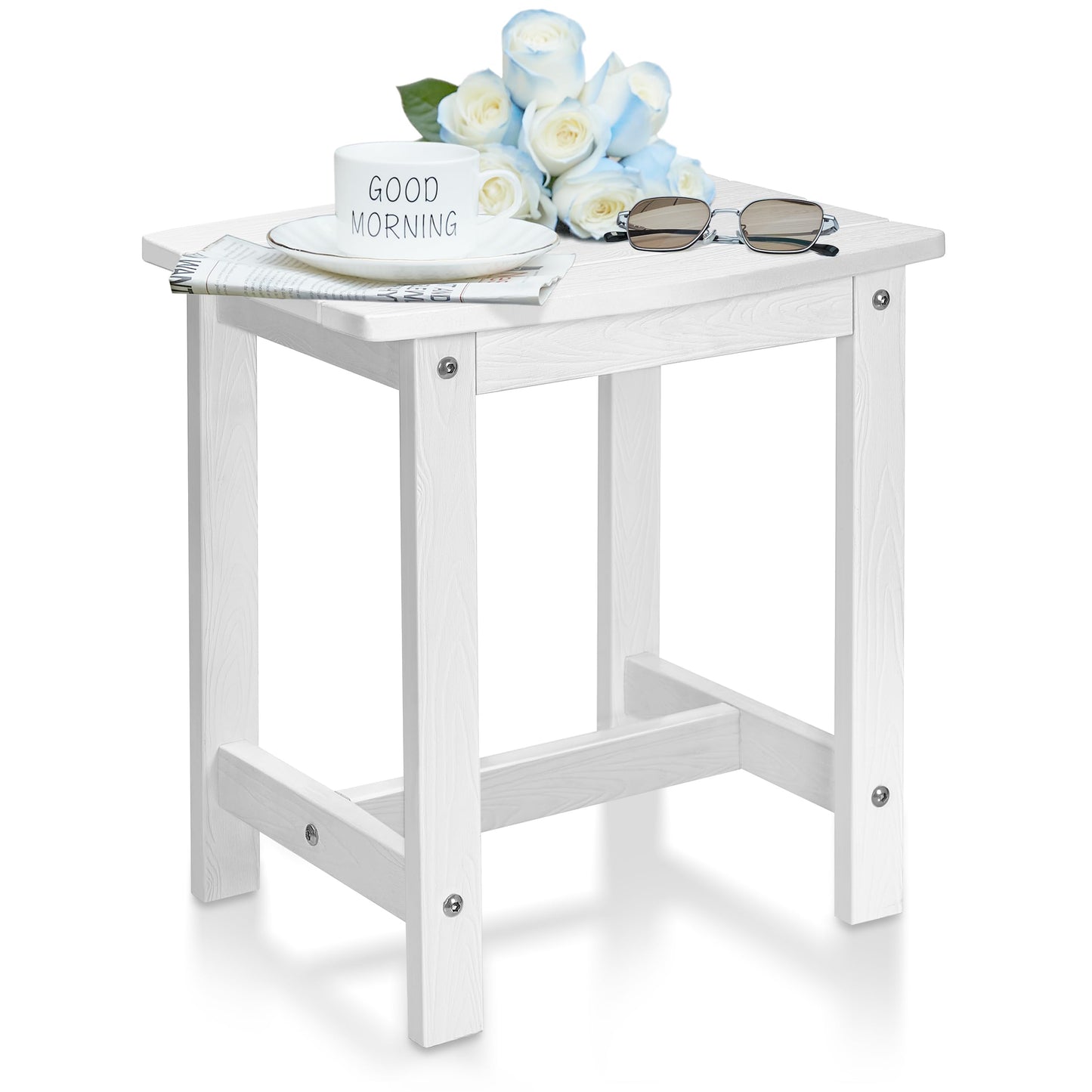 Y&M Adirondack Outdoor Side Table, HIPS Patio End Table, Waterproof Outside Table, Balcony Modern End Tables 23.5" inch Long for Garden, Pool, Beach, Porch, Deck, Indoor or Outdoor Use, Navy Blue