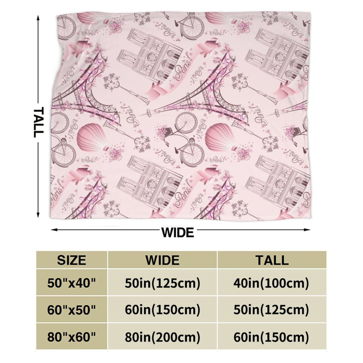 Perinsto Cute Throw Blanket Ultra Soft Warm All Season Decorative Fleece Blankets for Bed Chair Car Sofa Couch Bedroom 50" X 40”