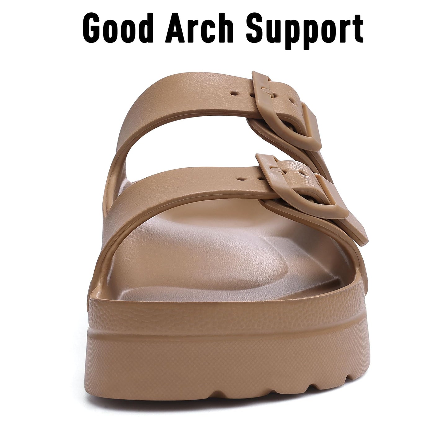 Goosecret Women's Platform Sandals with Arch Support, Chunky Lightweight Foam Slip on Slides, Comfortable Summer Beach Sandals with Adjustable Buckle