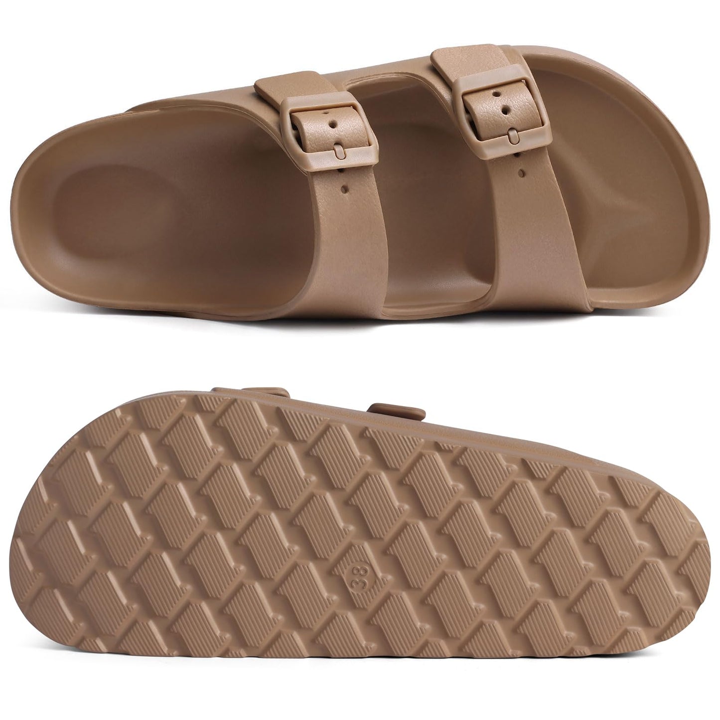 Goosecret Women's Platform Sandals with Arch Support, Chunky Lightweight Foam Slip on Slides, Comfortable Summer Beach Sandals with Adjustable Buckle