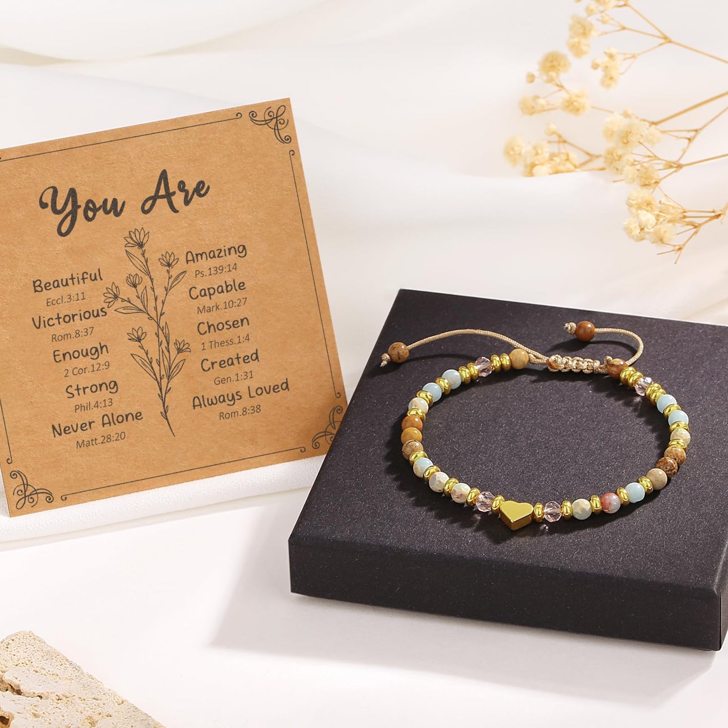 yupoxiu Inspirational Gifts for Women Birthday - Healing Natural Stone Bracelets, Thinking of You Get Well Soon Gifts for Women Friend Sister