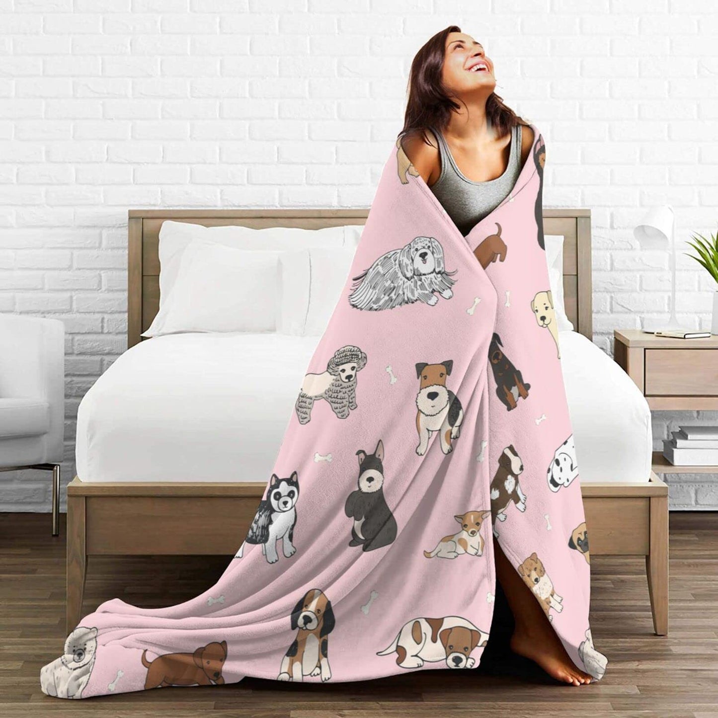 Perinsto Cute Throw Blanket Ultra Soft Warm All Season Decorative Fleece Blankets for Bed Chair Car Sofa Couch Bedroom 50" X 40”
