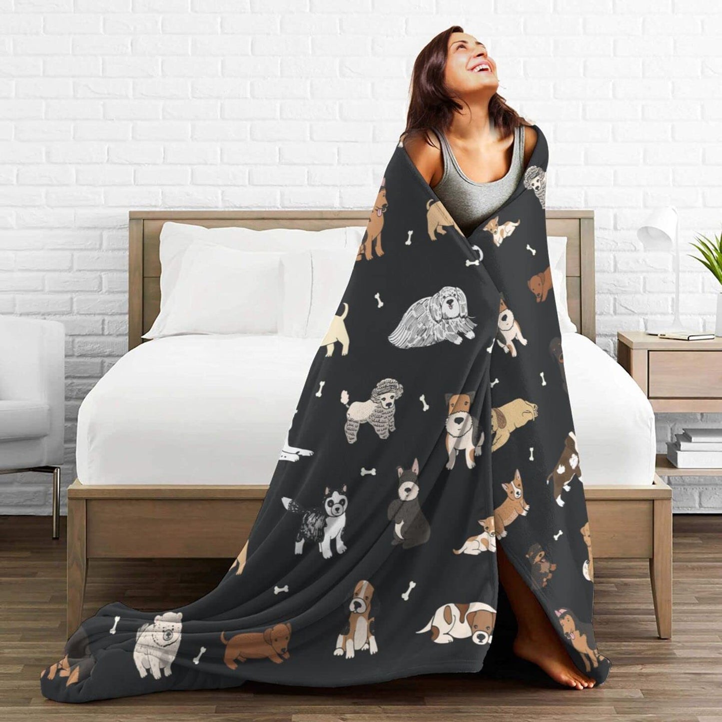 Perinsto Cute Throw Blanket Ultra Soft Warm All Season Decorative Fleece Blankets for Bed Chair Car Sofa Couch Bedroom 50" X 40”
