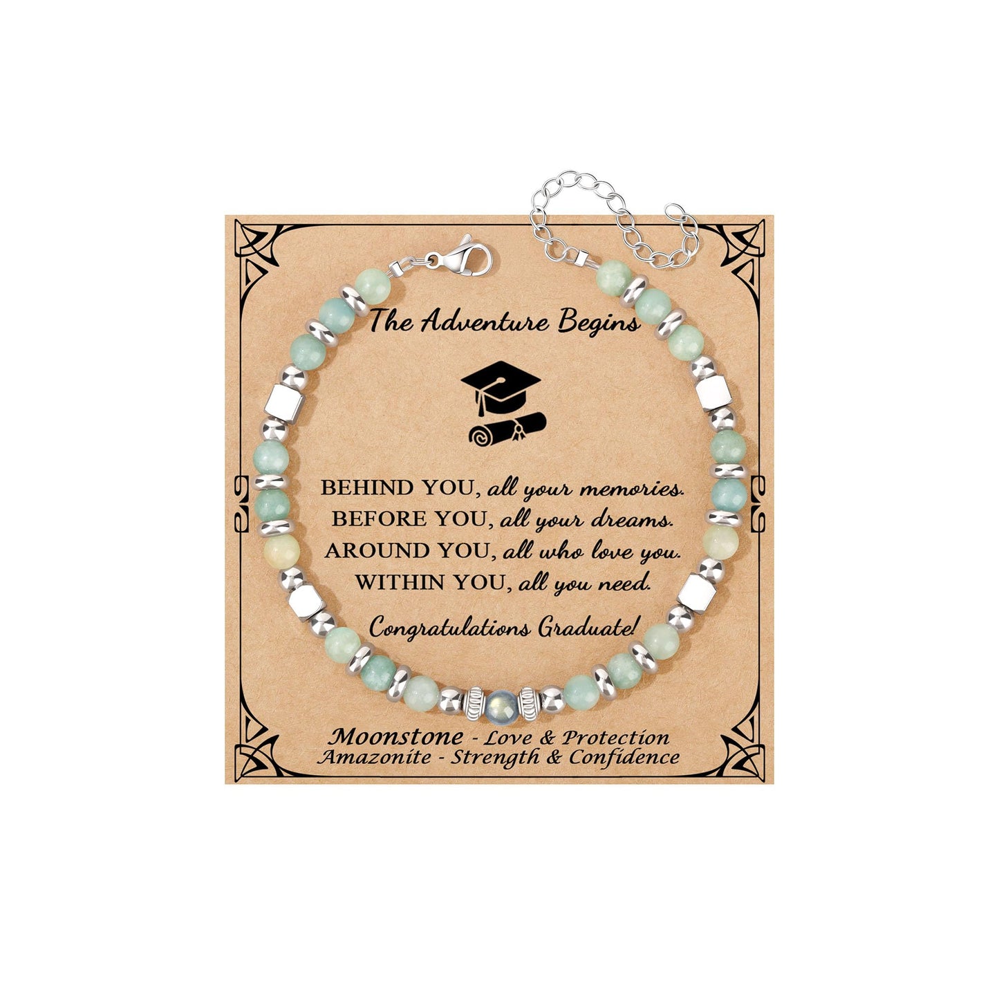 JoycuFF 𝗚𝗶𝗳𝘁𝘀 𝗳𝗼𝗿 𝗪𝗼𝗺𝗲𝗻 𝗠𝗼𝗼𝗻𝘀𝘁𝗼𝗻𝗲 𝗕𝗿𝗮𝗰𝗲𝗹𝗲𝘁 Amazonite Colorful Imperial Jasper Stainless Steel Beads Bracelets, Graduation Christmas Valentines Mothers Day Birthday Gifts