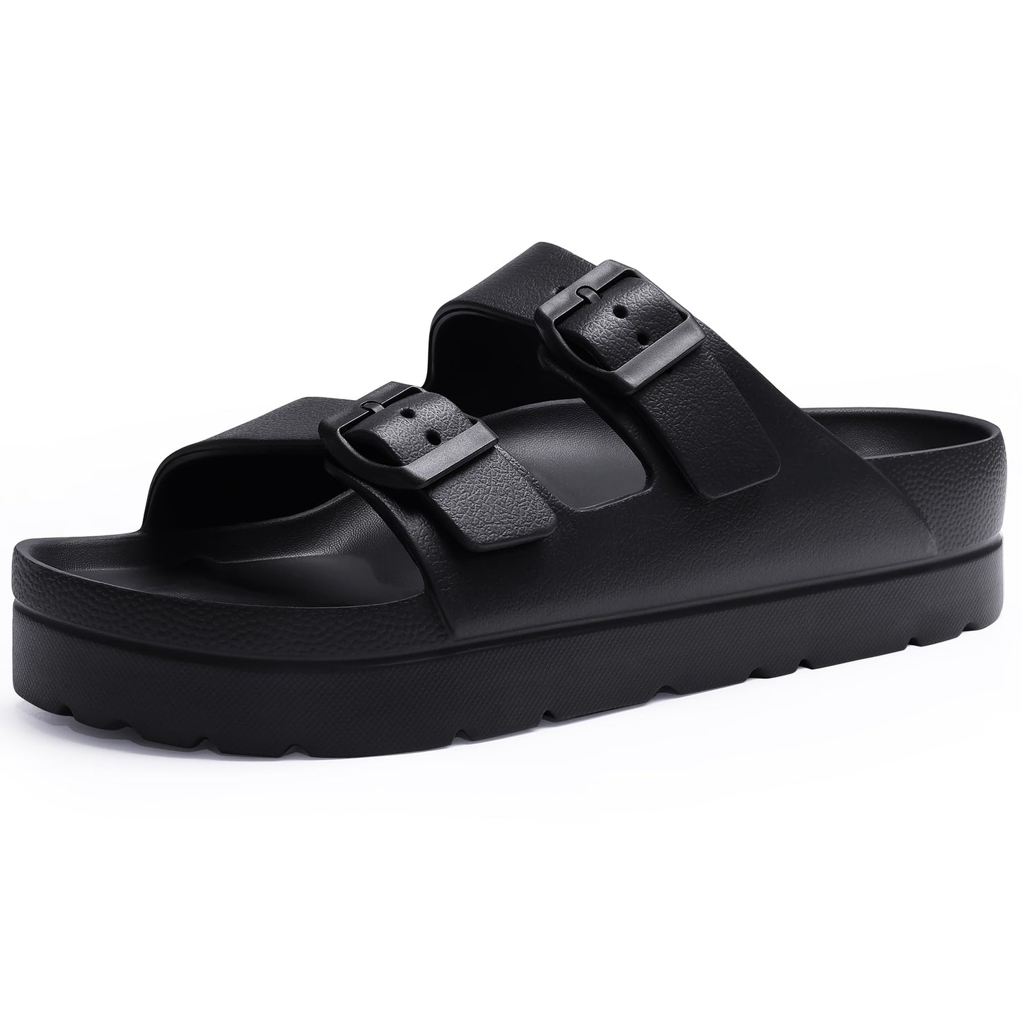Goosecret Women's Platform Sandals with Arch Support, Chunky Lightweight Foam Slip on Slides, Comfortable Summer Beach Sandals with Adjustable Buckle