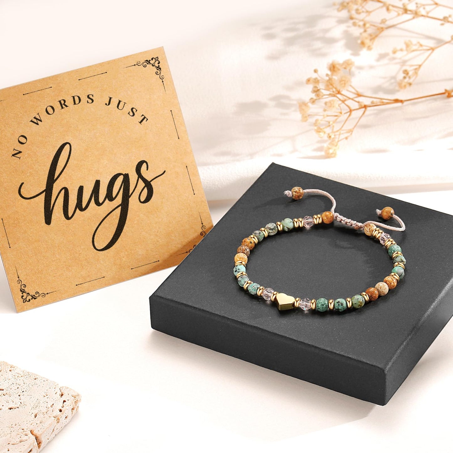 yupoxiu Inspirational Gifts for Women Birthday - Healing Natural Stone Bracelets, Thinking of You Get Well Soon Gifts for Women Friend Sister